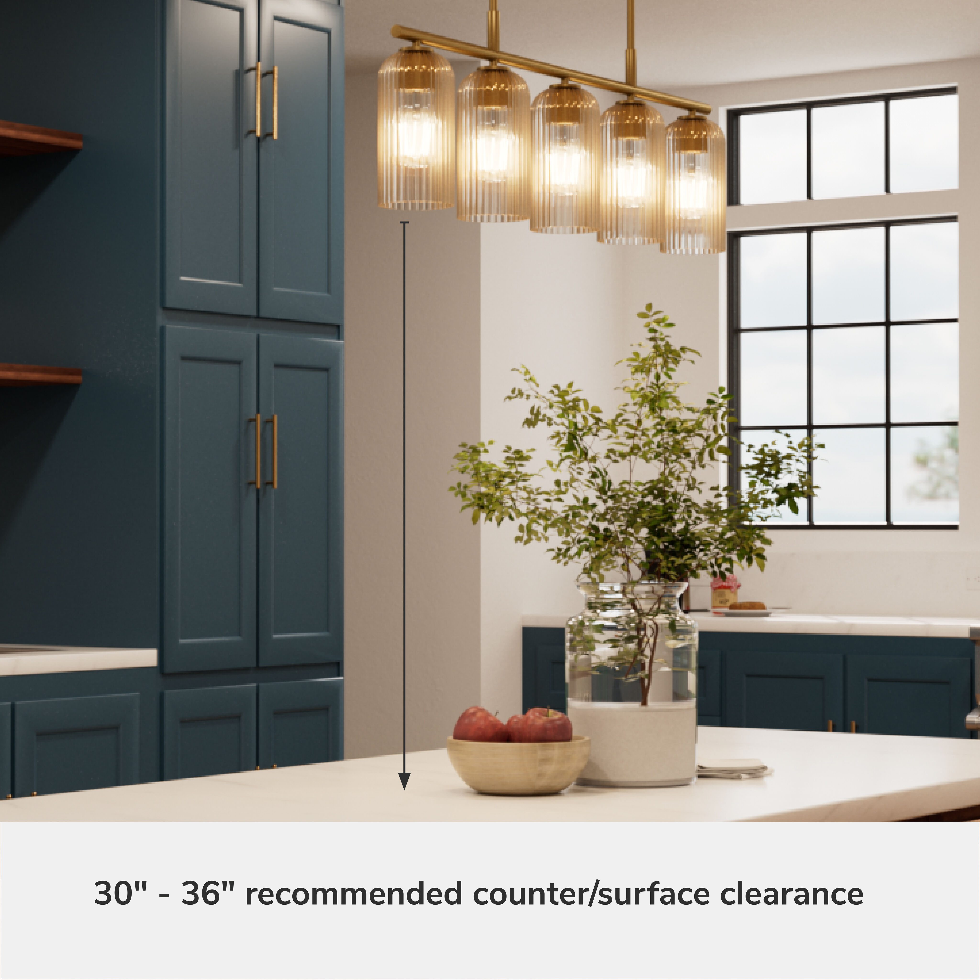 Beverly Glen 5 Light 36.5 inch Luxe Gold Linear Chandelier Ceiling Light, Medium