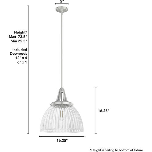 Cypress Grove 1 Light 16 inch Brushed Nickel Pendant Ceiling Light