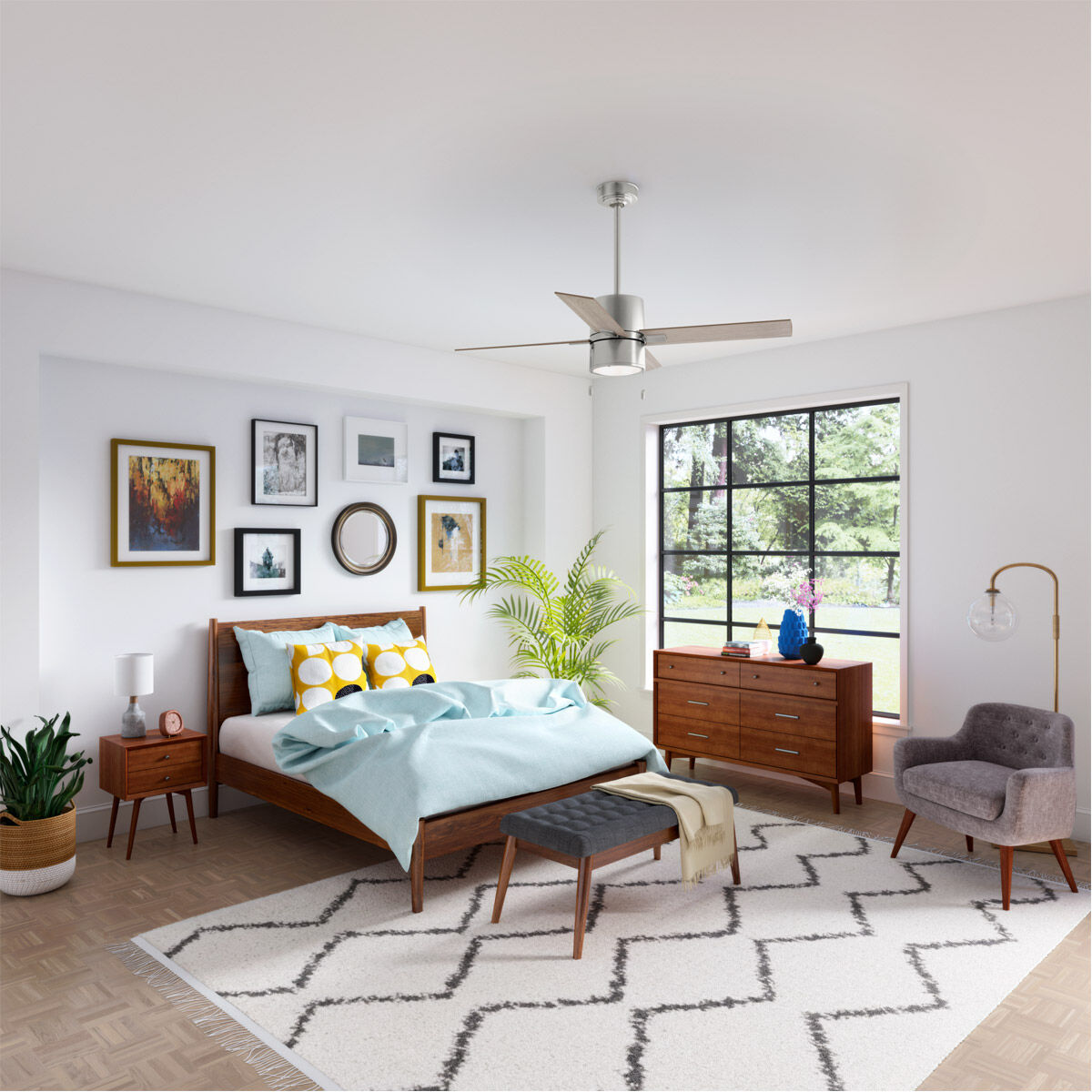 Beck 52 inch Brushed Nickel with Light Gray Oak/Warm Grey Oak Blades Ceiling Fan