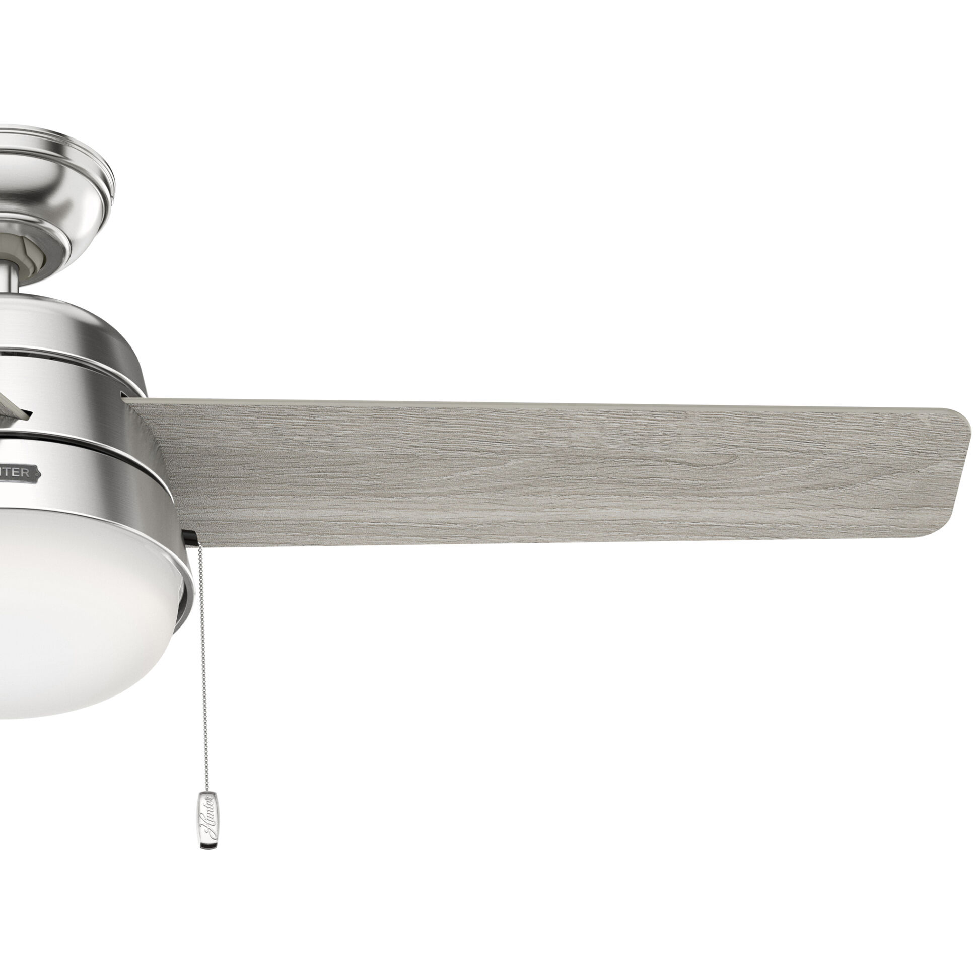 Aker 52 inch Brushed Nickel with Matte Nickel/Light Grey Oak Blades Ceiling Fan