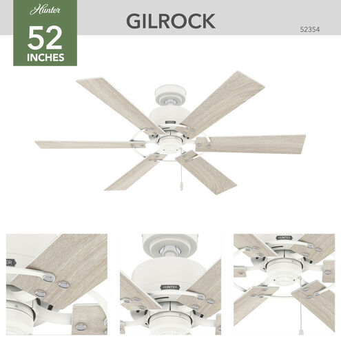 Gilrock 52 inch Matte White with Light Oak/Golden Maple Blades Ceiling Fan