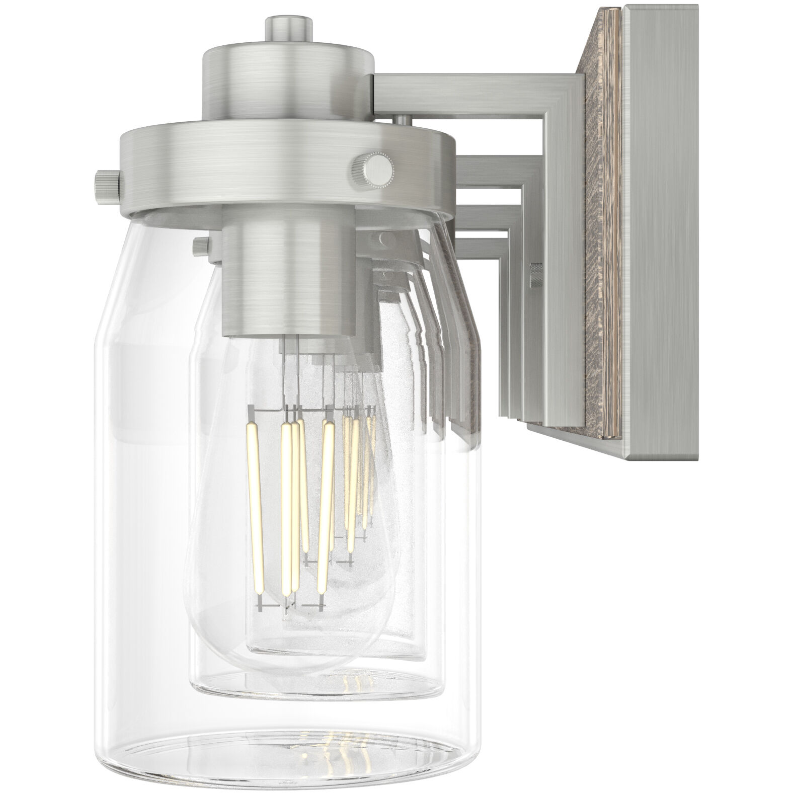 Devon Park 4 Light 30 inch Brushed Nickel and Grey Wood Vanity Light Wall Light