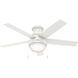 Anslee 46 inch Fresh White with Fresh White/Natural Wood Blades Ceiling Fan, Low Profile