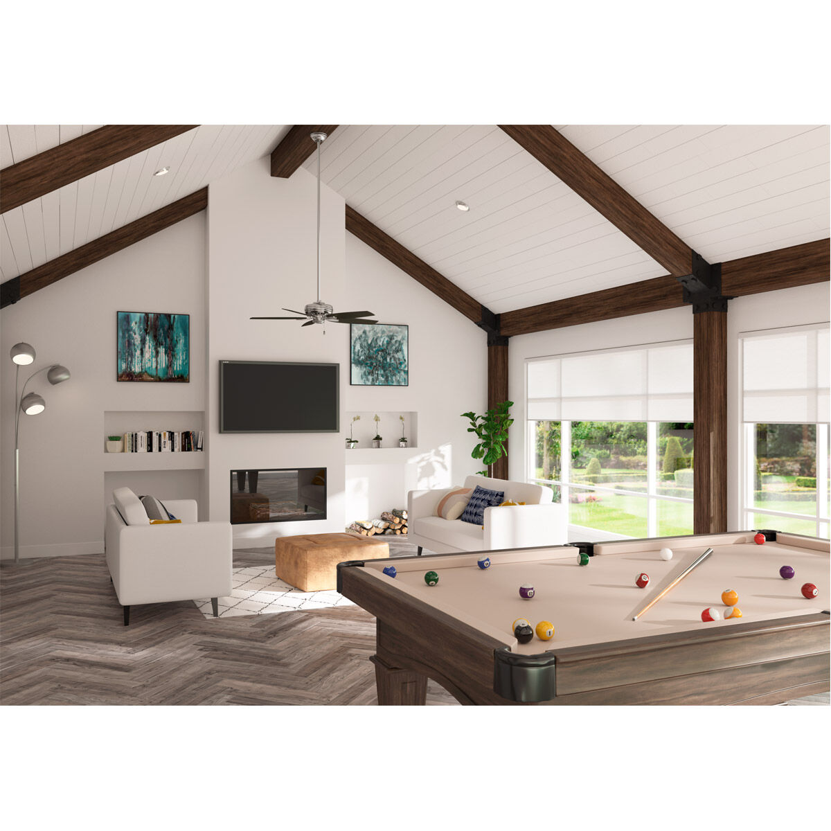 Newsome 52 inch Brushed Nickel with Medium Walnut/Dark Walnut Blades Ceiling Fan