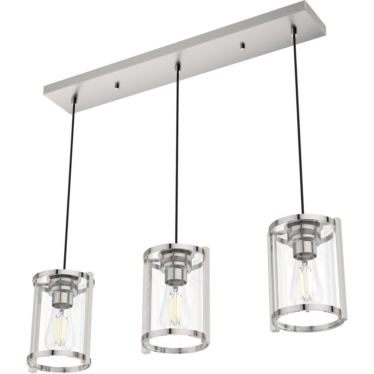 Astwood 3 Light 9 inch Polished Nickel Linear Cluster Pendant Ceiling Light