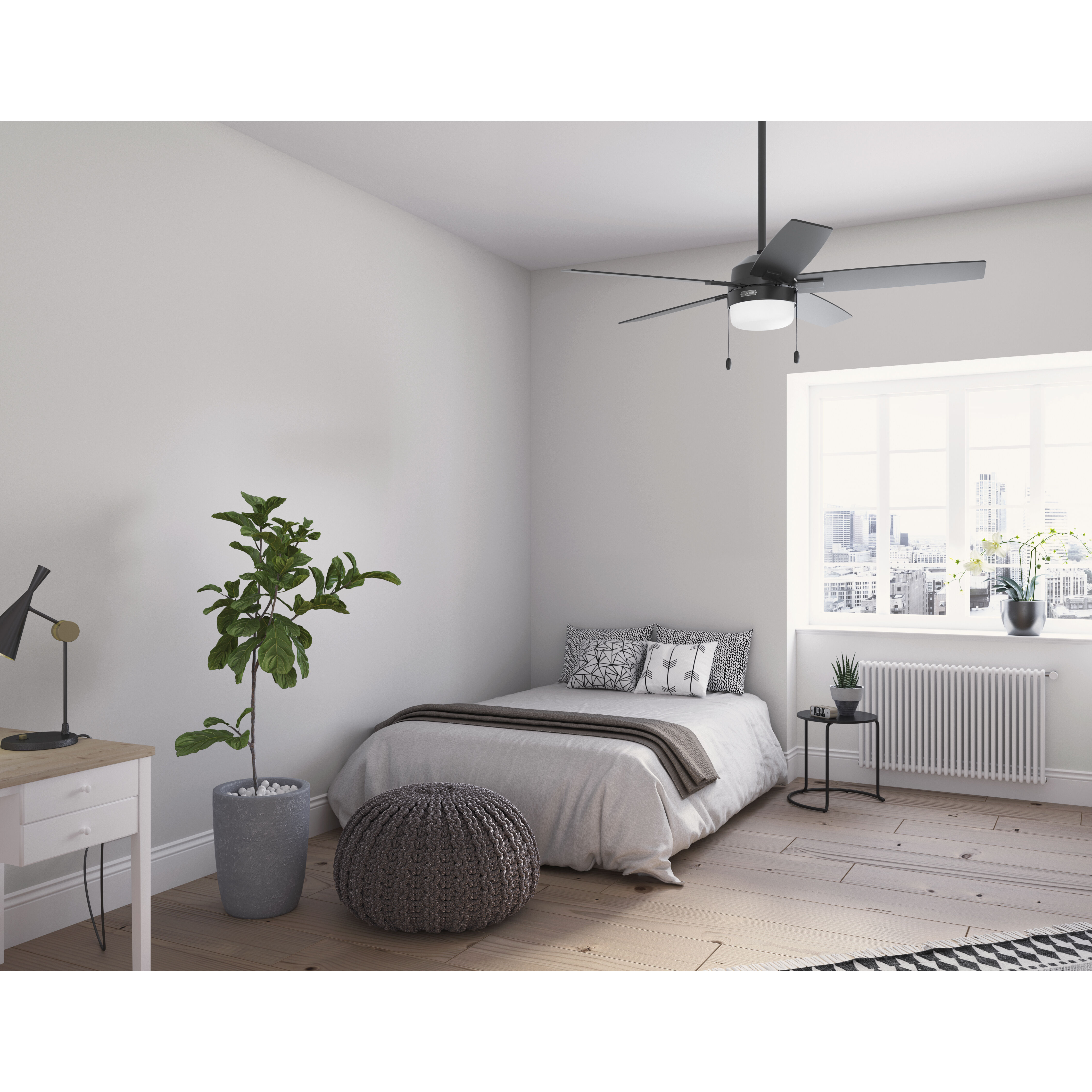 Anisten 52 inch Matte Black with Matte Black/Dark Gray Oak Blades Ceiling Fan