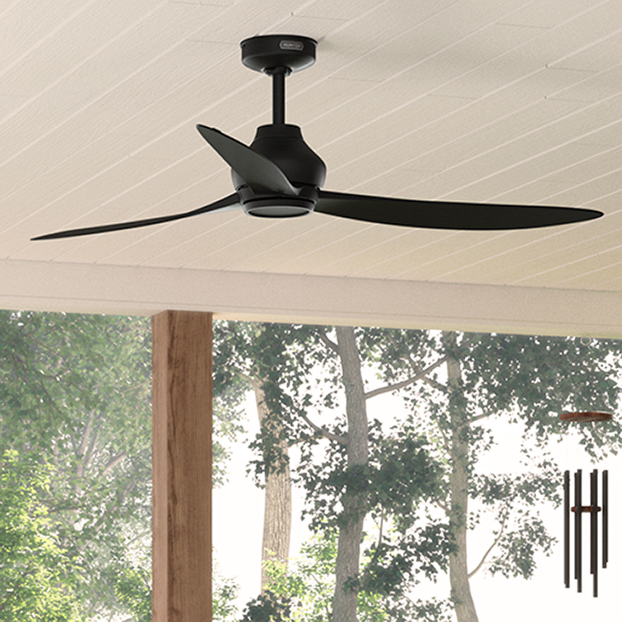 Mazzini 60 inch Matte Black Outdoor Ceiling Fan