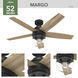 Margo 52 inch Matte Black with Golden Maple Blades Ceiling Fan