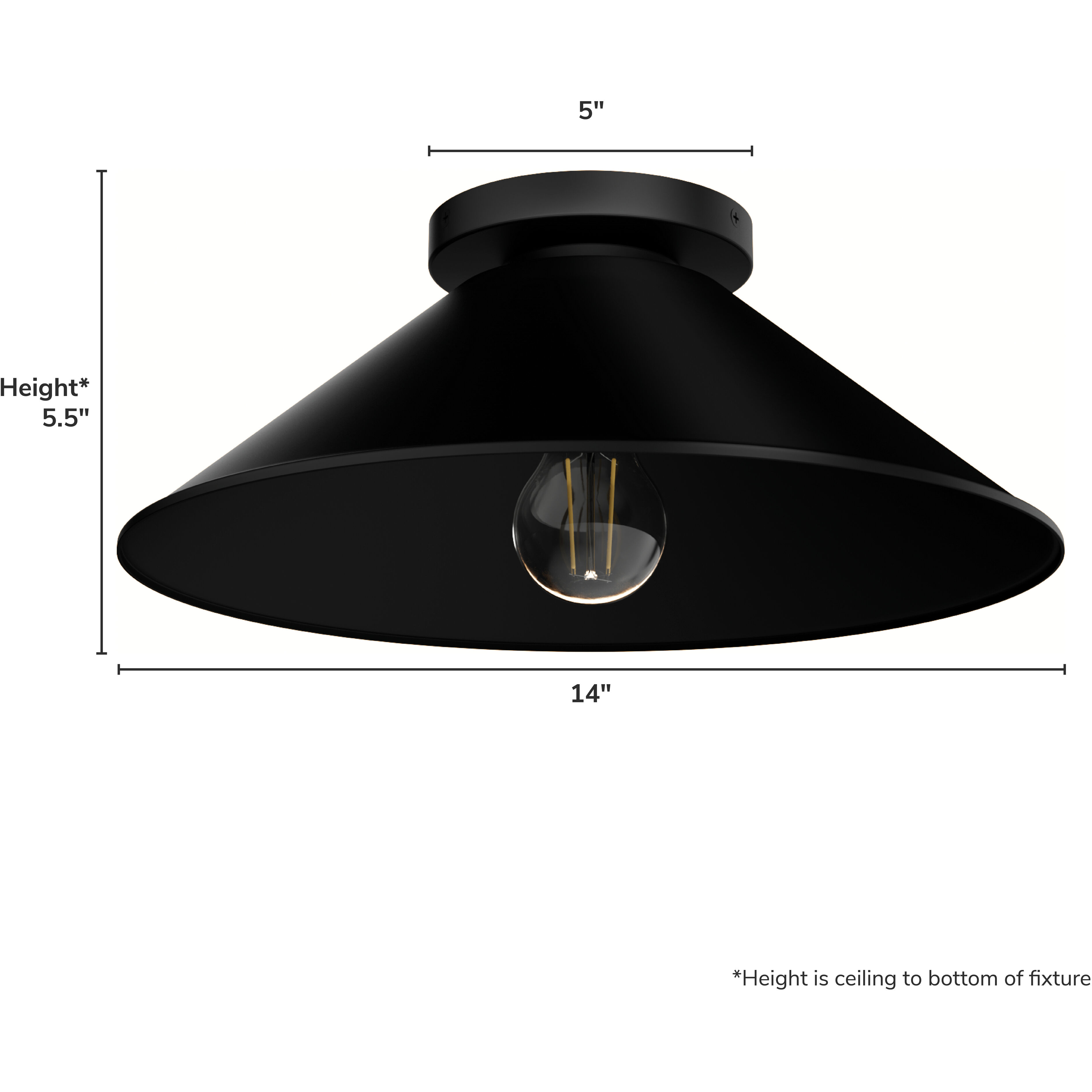 Skyflow 1 Light 14 inch Matte Black Outdoor Flush Mount, Medium