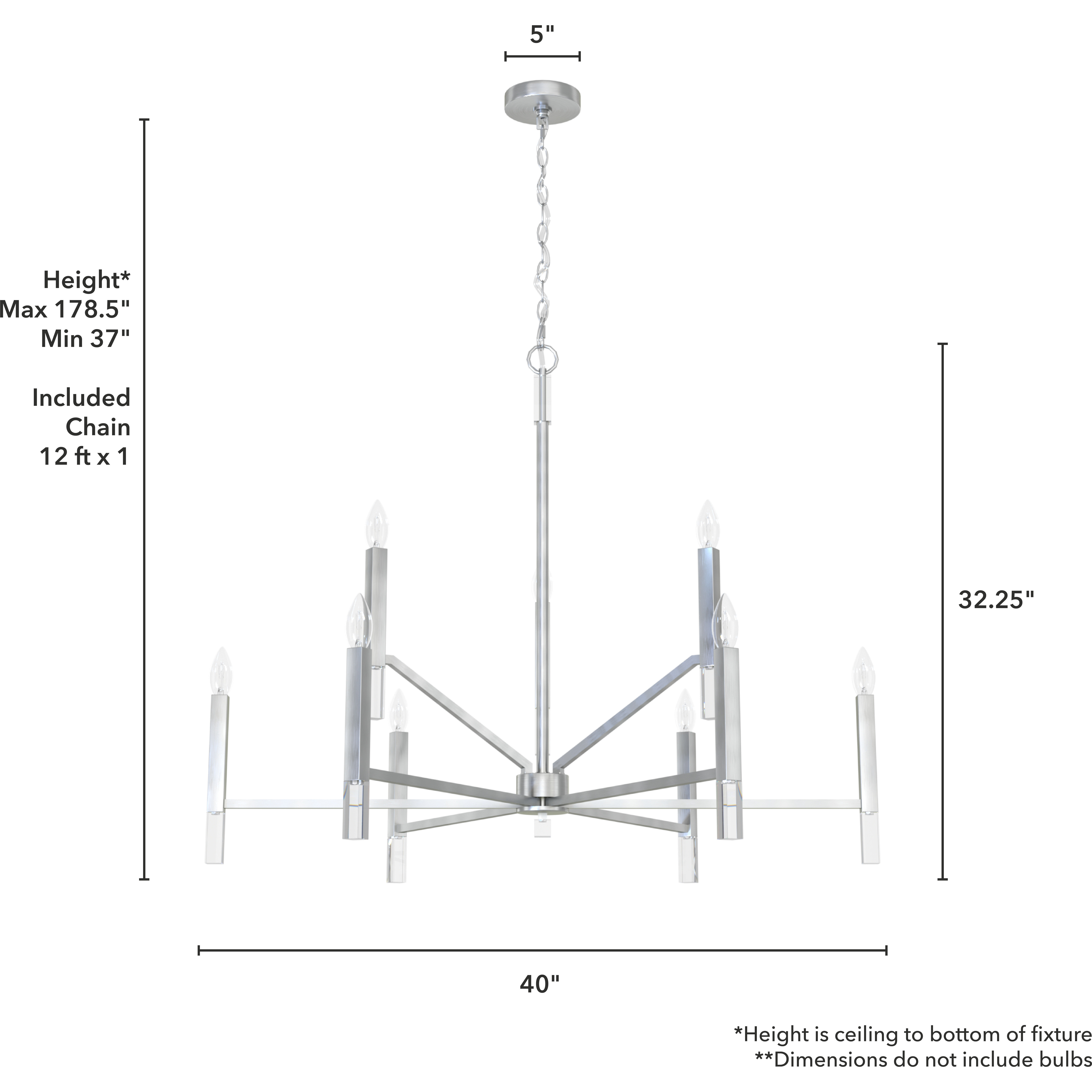 Sunjai 9 Light 40 inch Brushed Nickel Two Tier Chandelier Ceiling Light