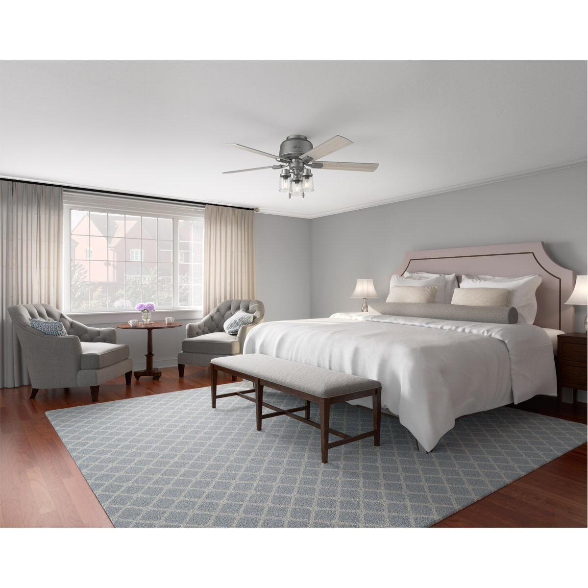 Hartland 52 inch Matte Silver with Light Gray Oak Blades Ceiling Fan