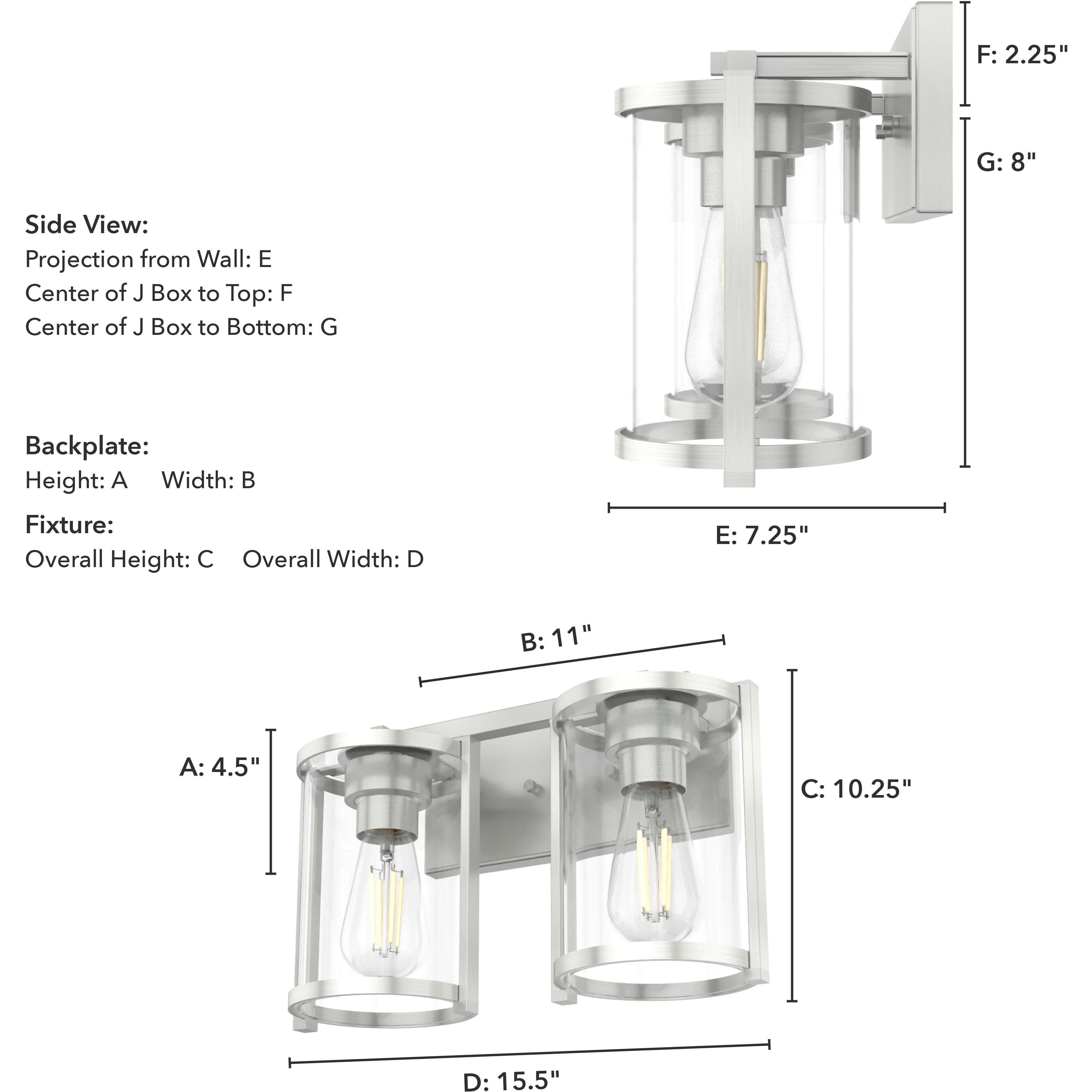 Astwood 2 Light 15.5 inch Brushed Nickel Vanity Light Wall Light