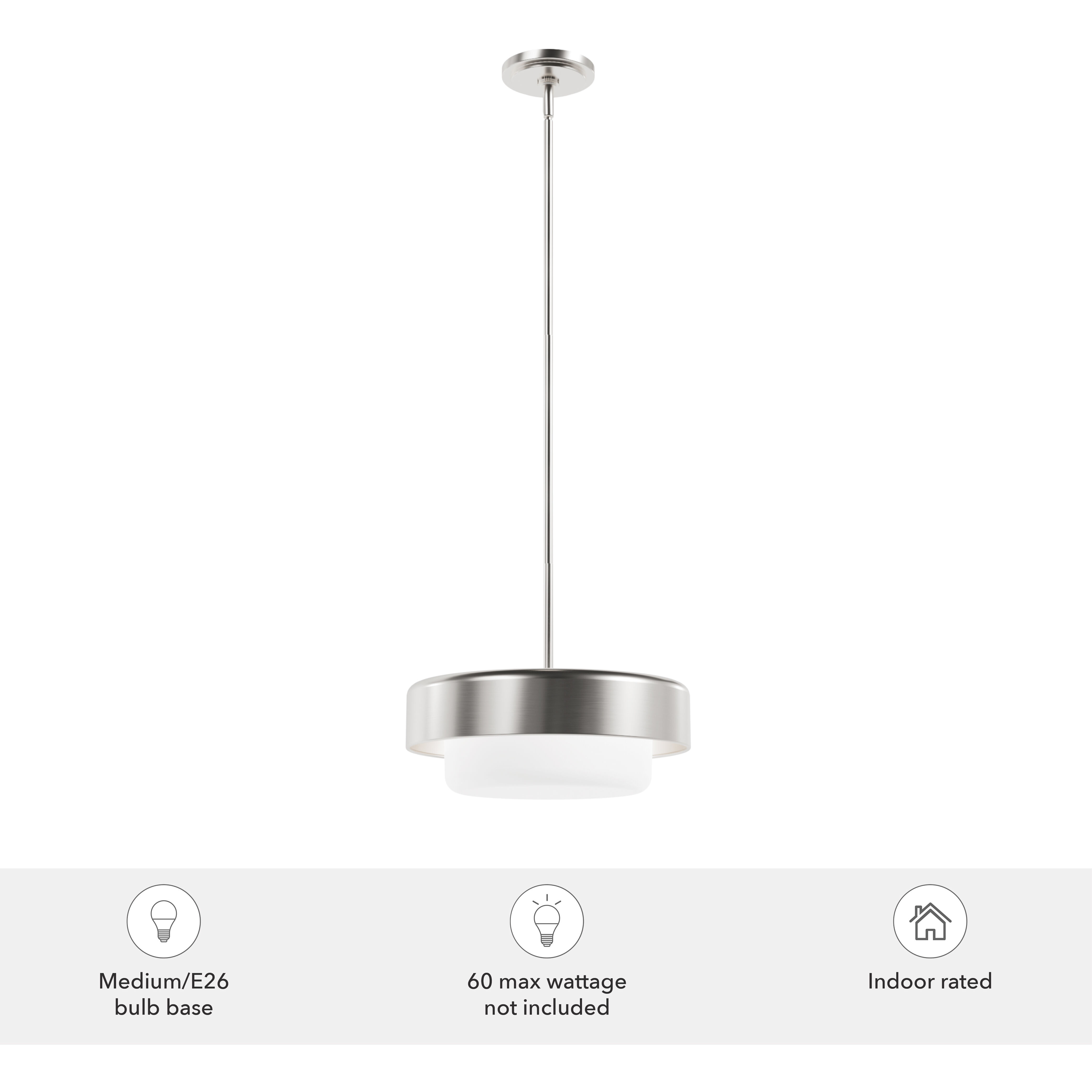 Station 2 Light 14 inch Brushed Nickel Pendant Ceiling Light, Small