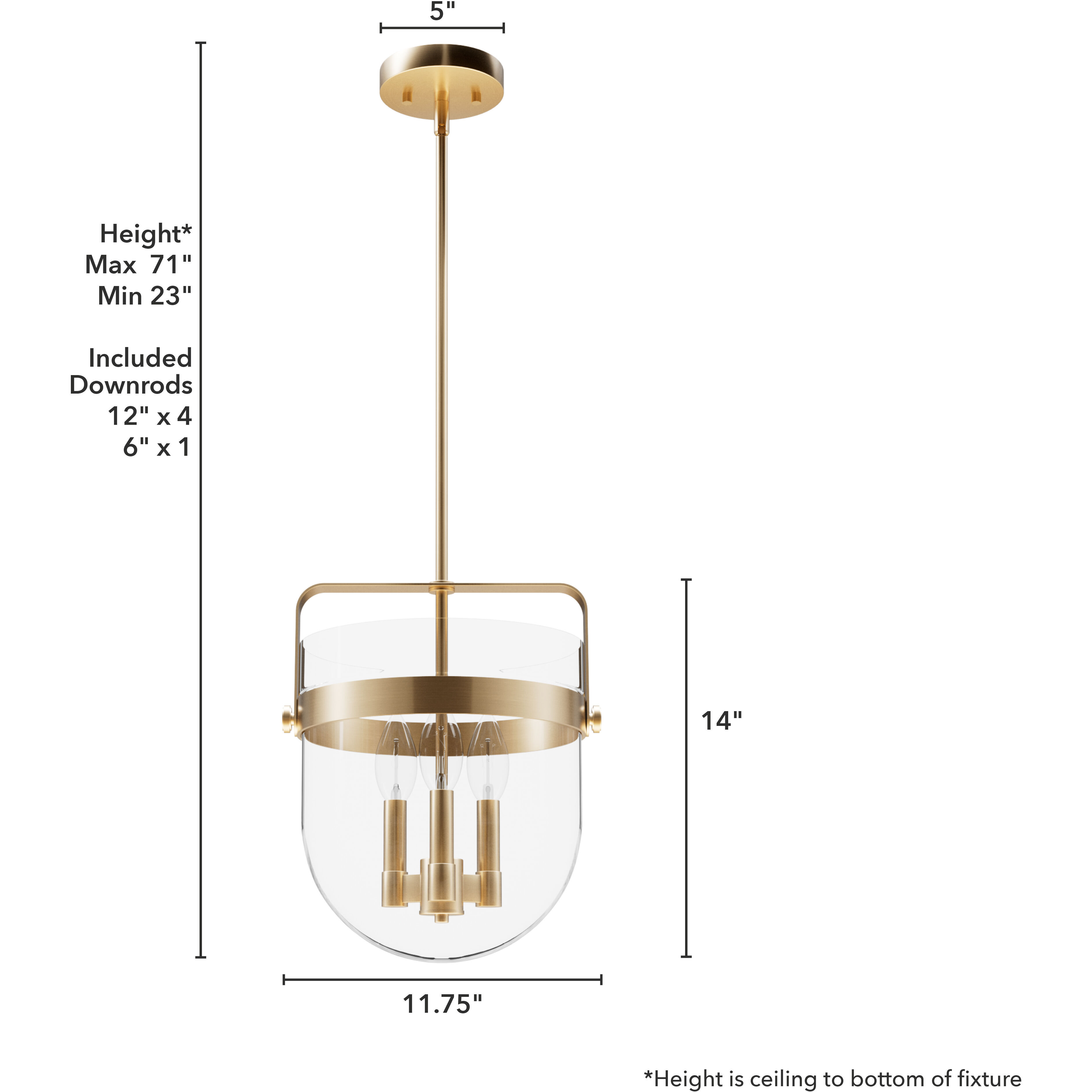 Karloff 3 Light 11.75 inch Alturas Gold Pendant Ceiling Light