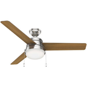 Aker 52 inch Brushed Nickel with American Walnut/Natural Wood Blades Ceiling Fan