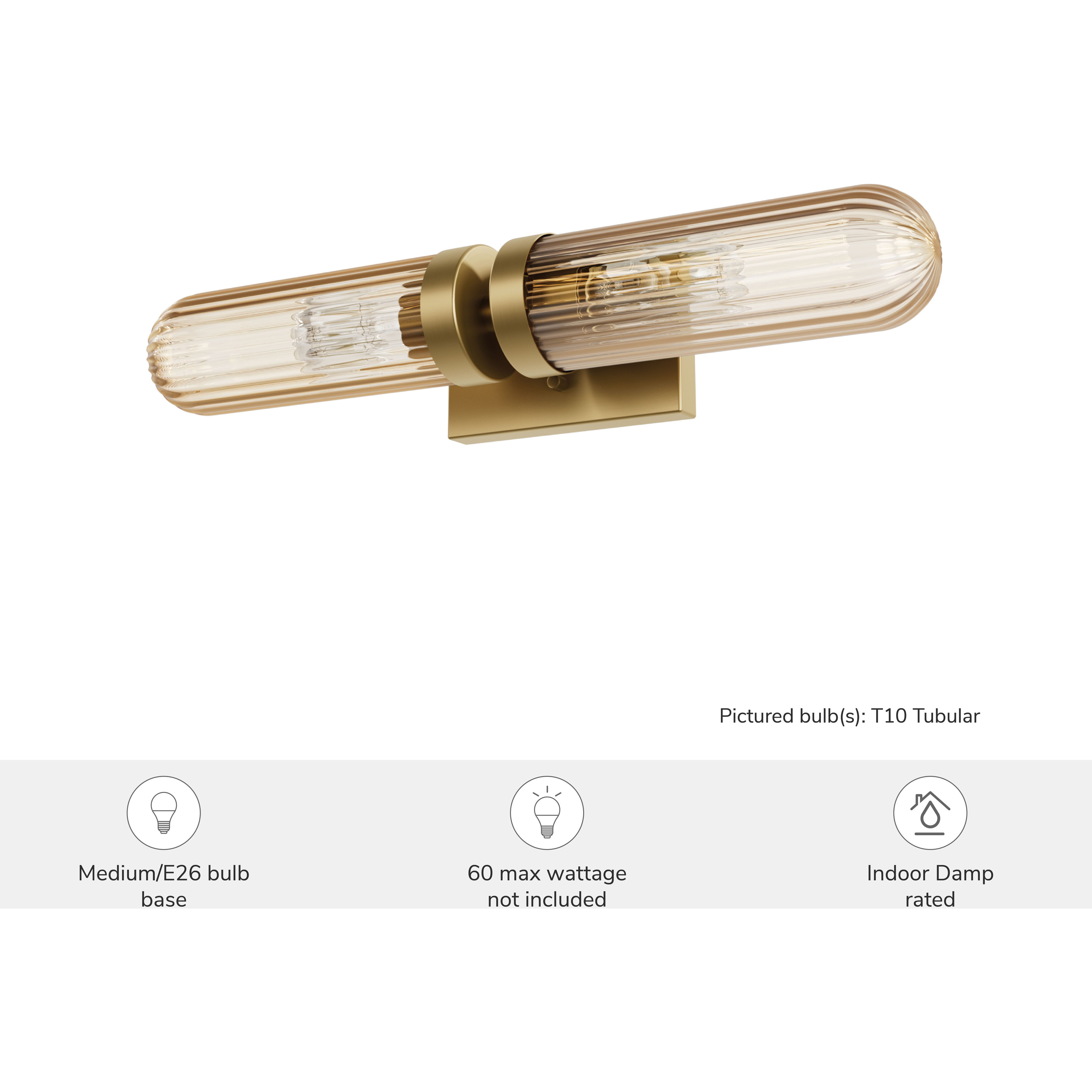 Beverly Glen 2 Light 22.9 inch Luxe Gold Bathroom Vanity Sconce Wall Light, Medium