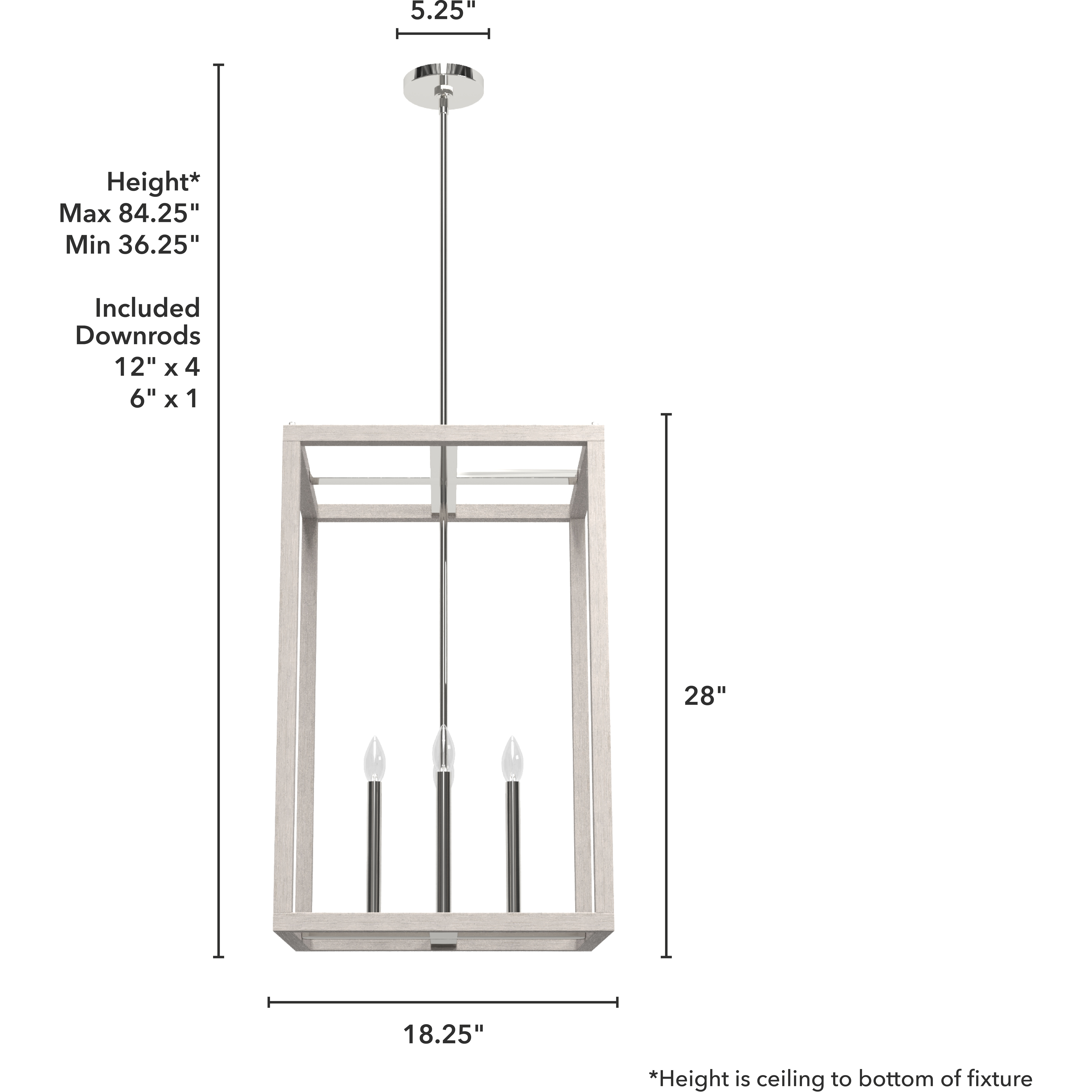 Squire Manor 4 Light 18.25 inch Chrome and Distressed White Pendant Ceiling Light