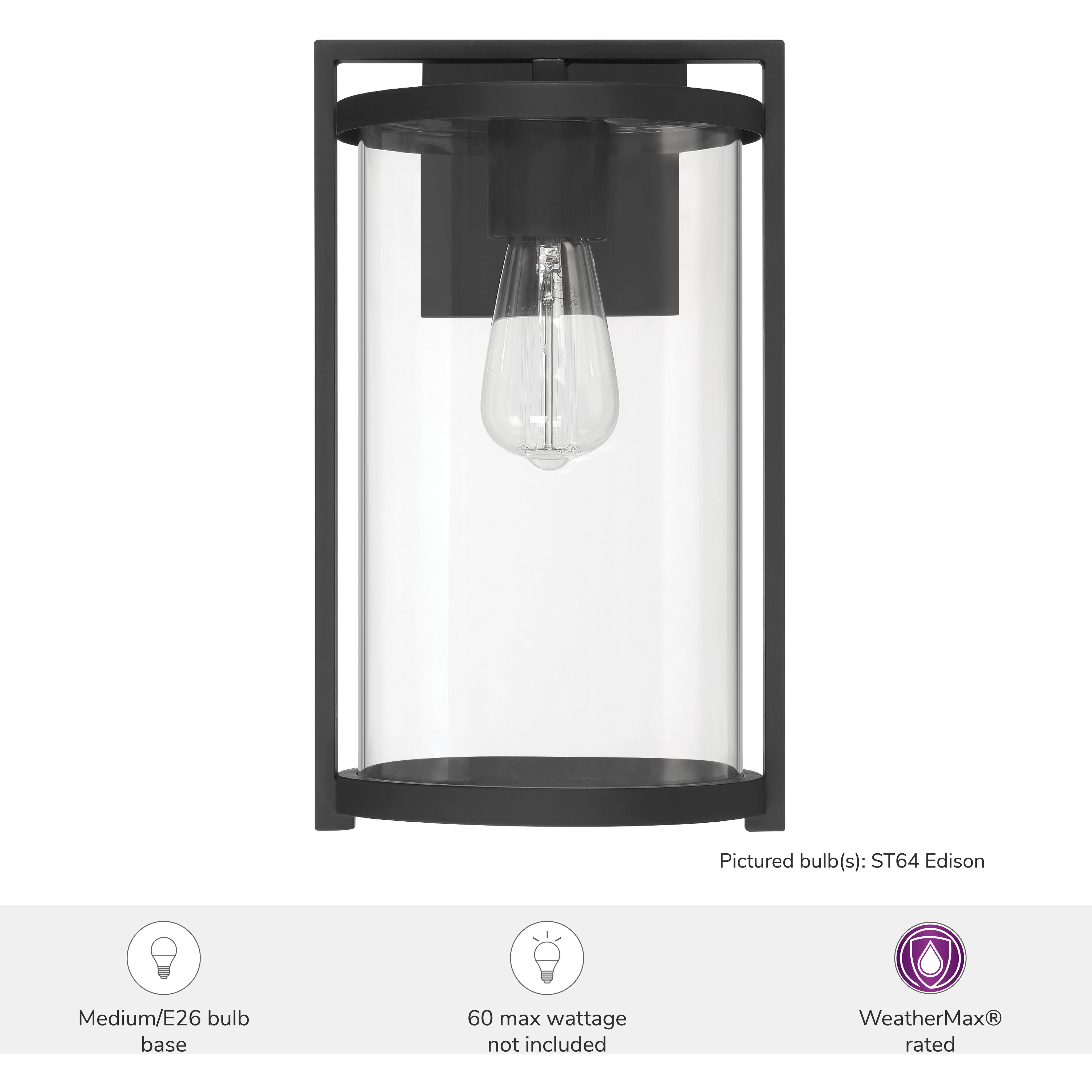 Astwood 1 Light 14.25 inch Matte Black Outdoor Wall Light, Medium