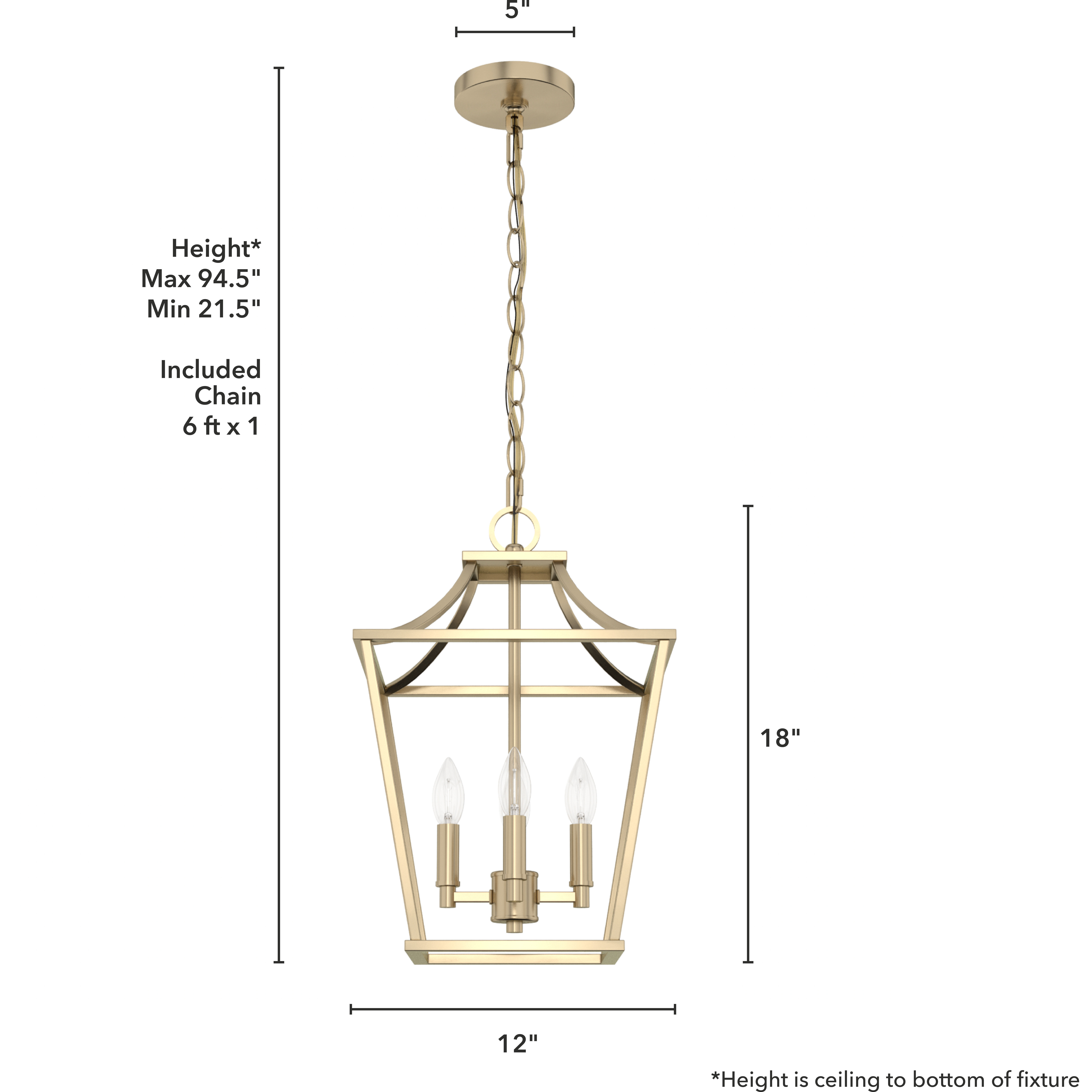 Laurel Ridge 4 Light 12 inch Alturas Gold Lantern Pendant Ceiling Light