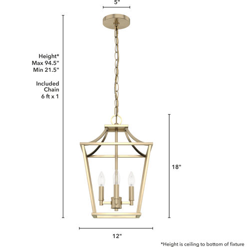 Laurel Ridge 4 Light 12 inch Alturas Gold Lantern Pendant Ceiling Light