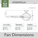 Donatella 52 inch Matte Black with Dark Gray Oak/Matte Black Blades Ceiling Fan