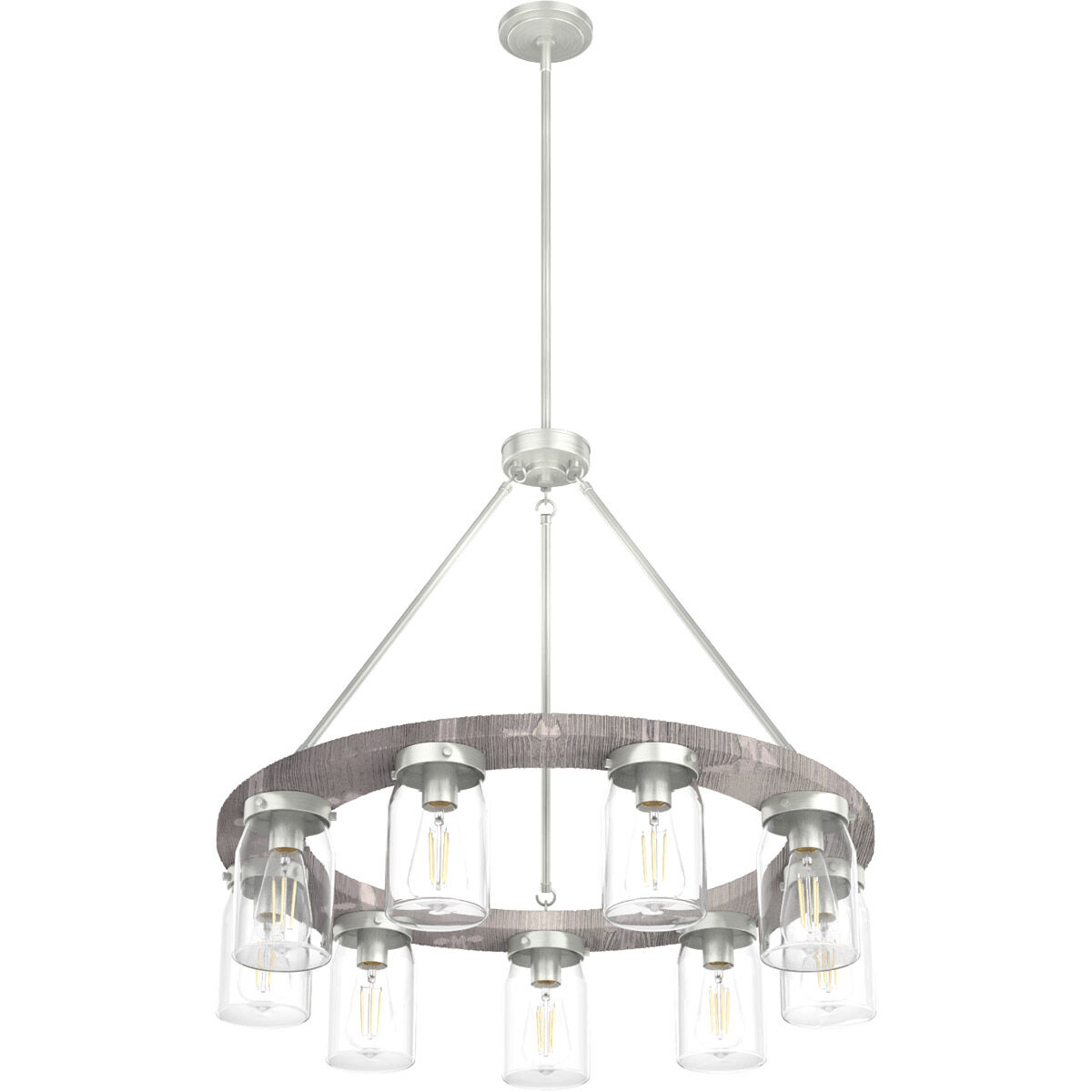 Devon Park 9 Light 31 inch Brushed Nickel and Grey Wood Chandelier Ceiling Light