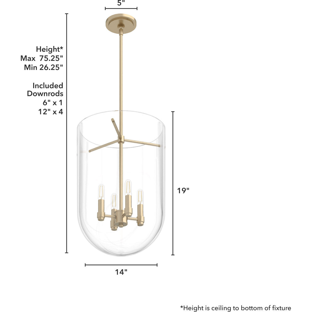 Sacha 4 Light 14 inch Alturas Gold Pendant Ceiling Light