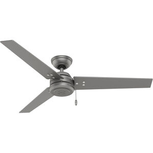 Cassius 52 inch Matte Silver with Matte Silver/Black Willow Blades Outdoor Ceiling Fan