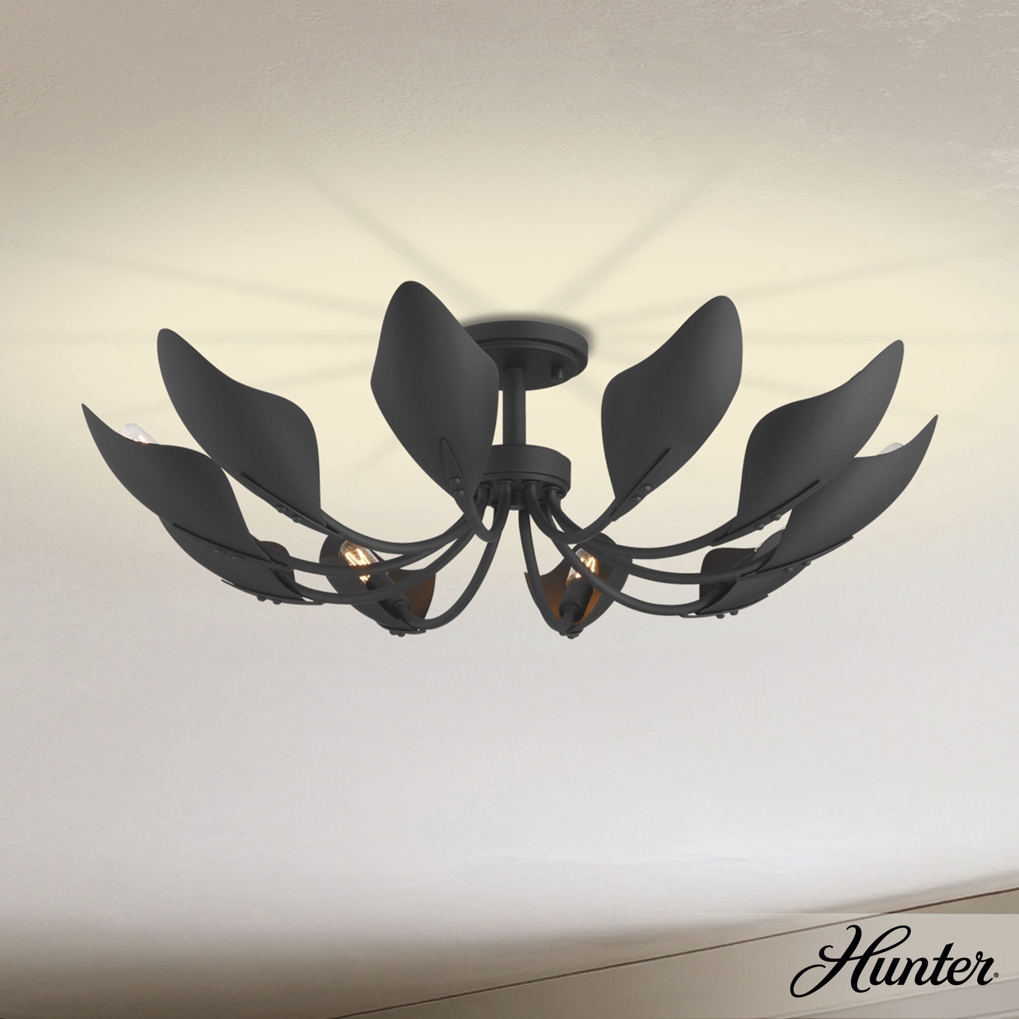 Juneway 10 Light 28 inch Matte Black Semi Flush Mount Ceiling Light, Large