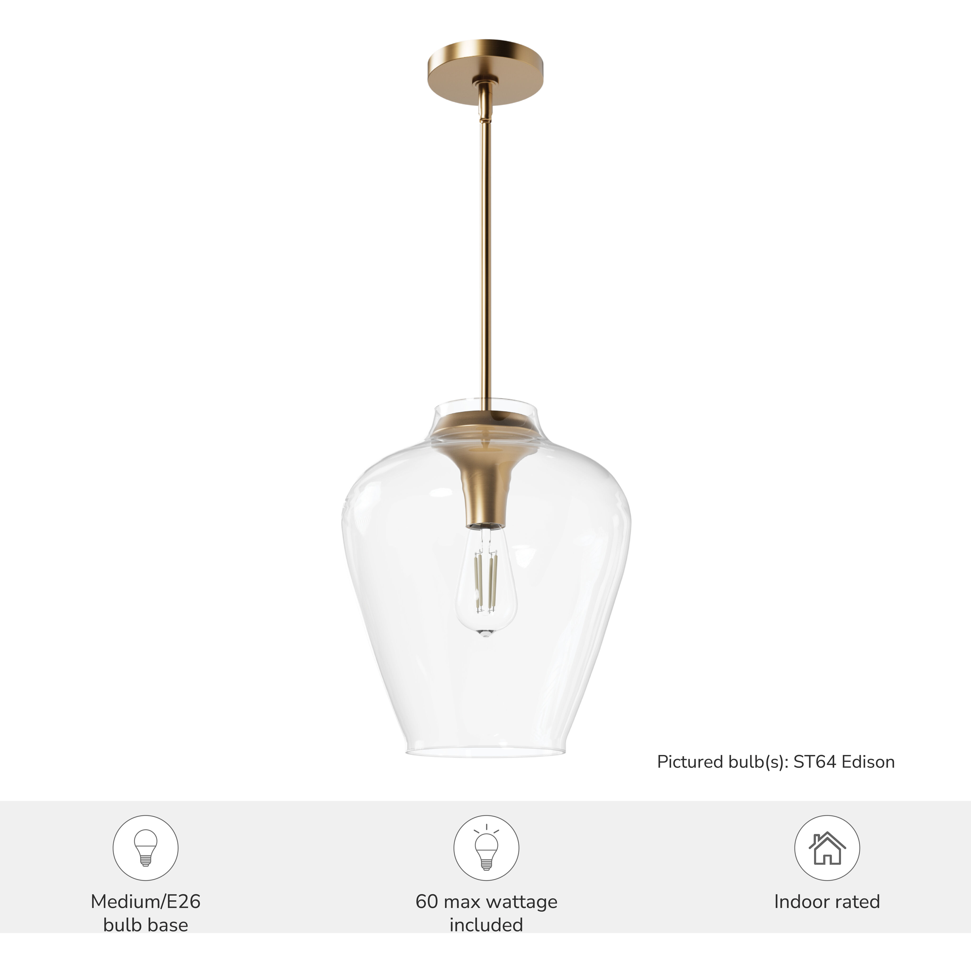 Vidria 1 Light 12 inch Alturas Gold Pendant Ceiling Light, Medium