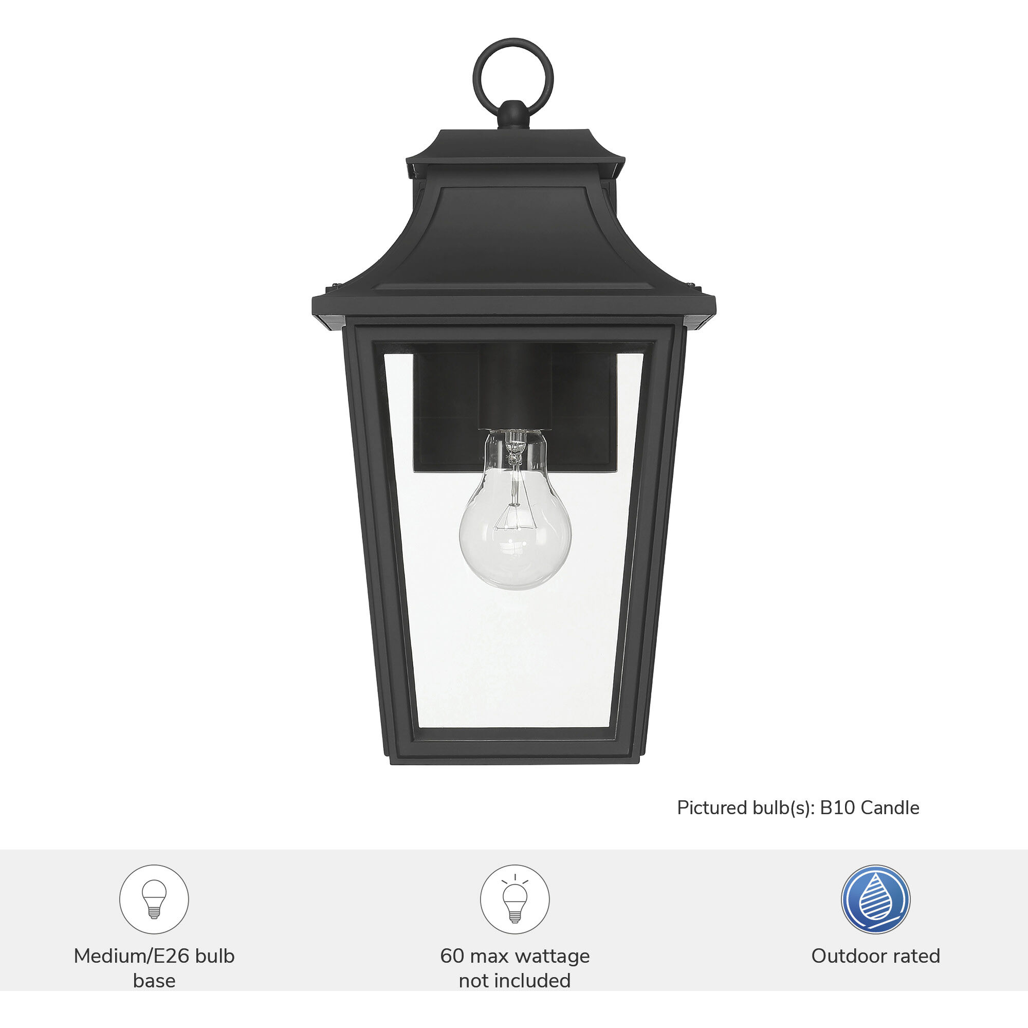 Spring Cove 1 Light 15 inch Matte Black Outdoor Wall Lantern, Medium