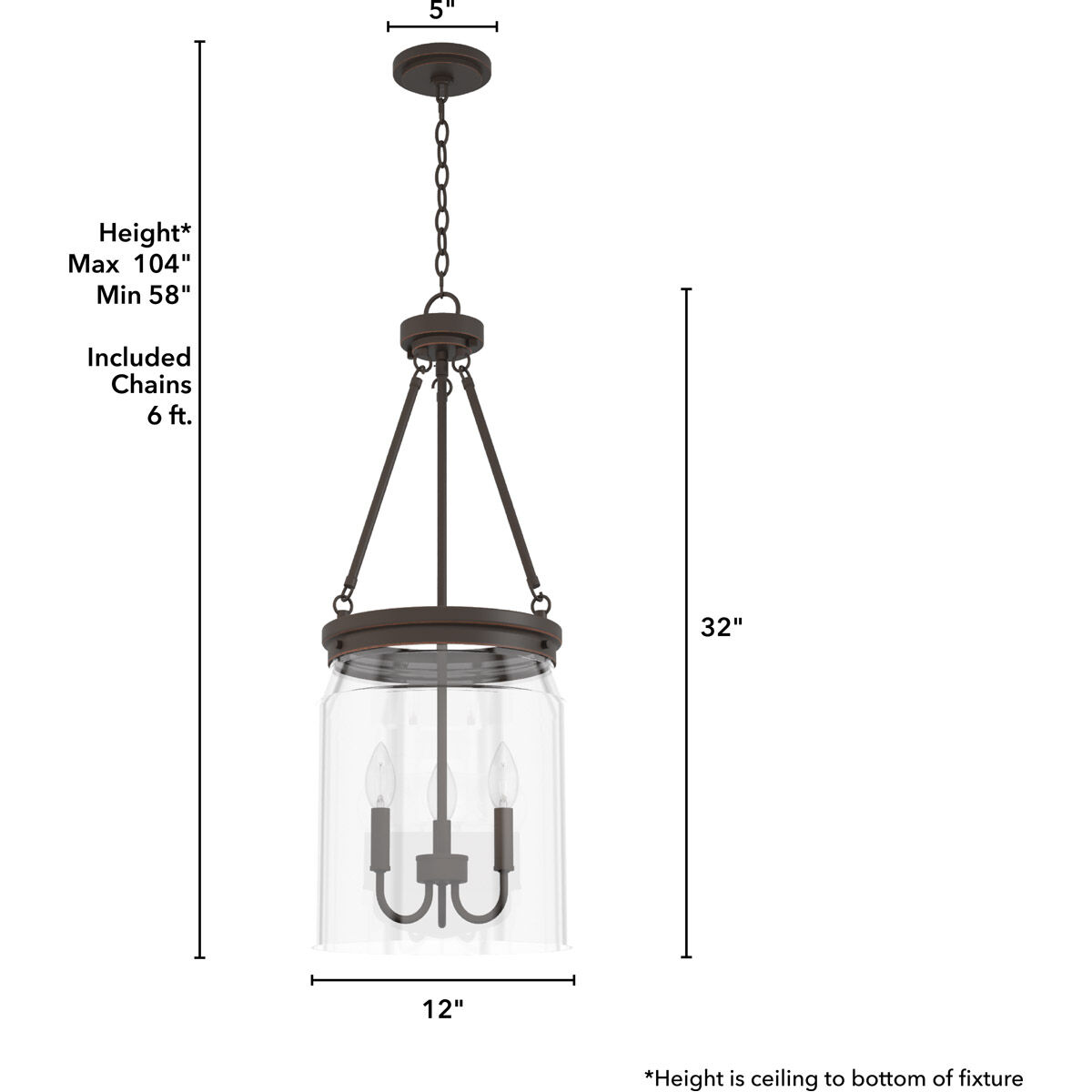 Devon Park 3 Light 12 inch Onyx Bengal Pendant Ceiling Light