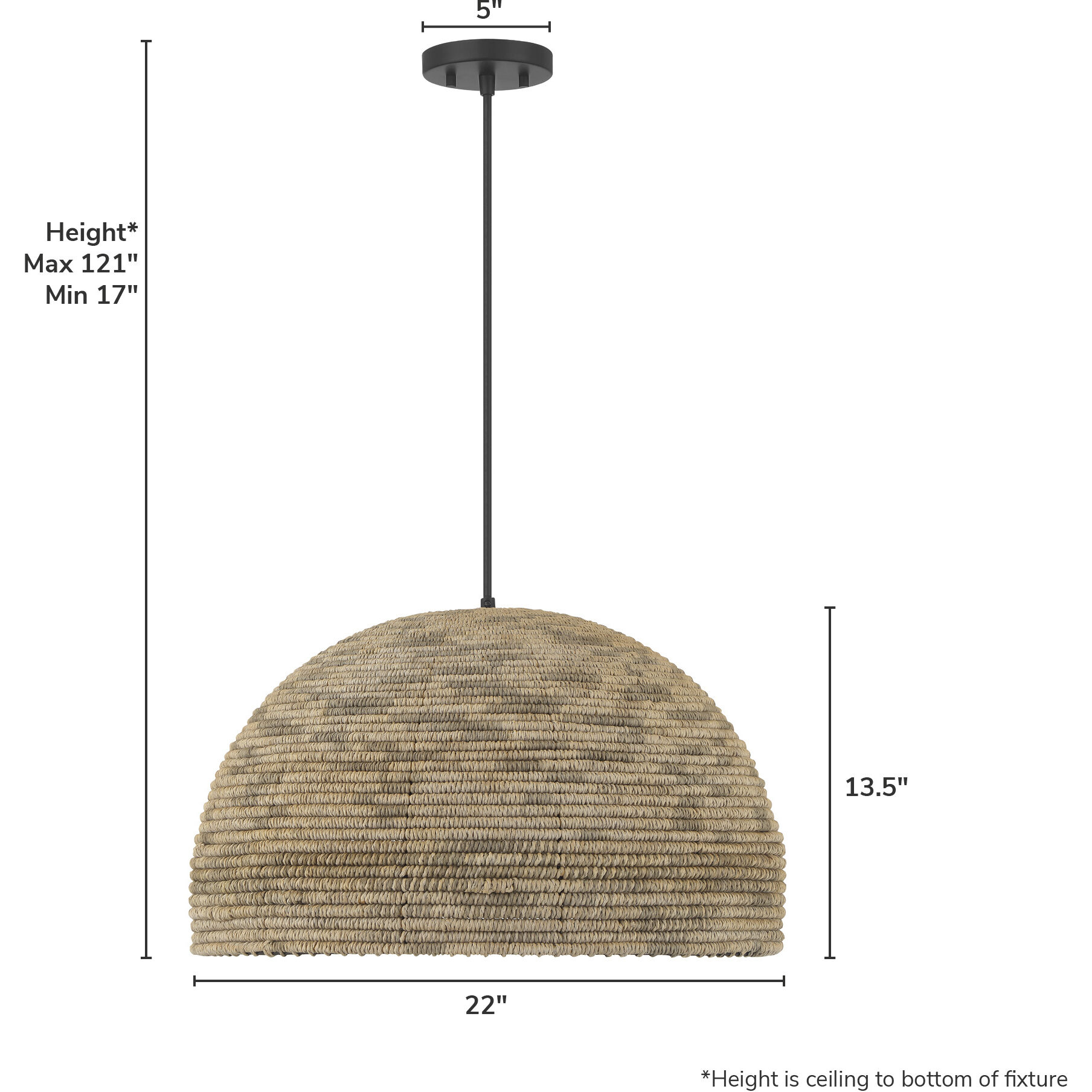 Hillmount 1 Light 22 inch Matte Black Pendant Ceiling Light, Large