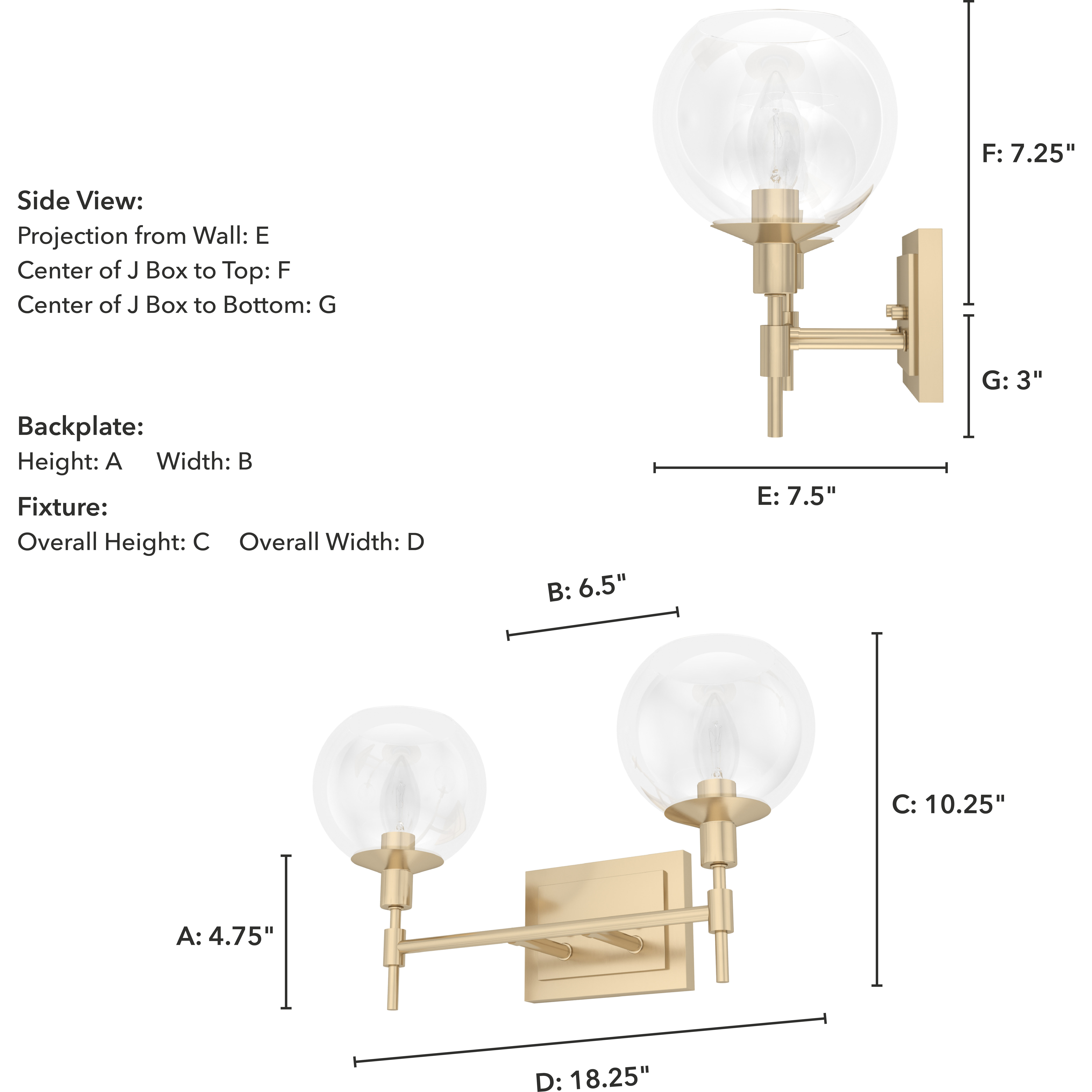 Xidane 2 Light 18 inch Alturas Gold Vanity Light Wall Light