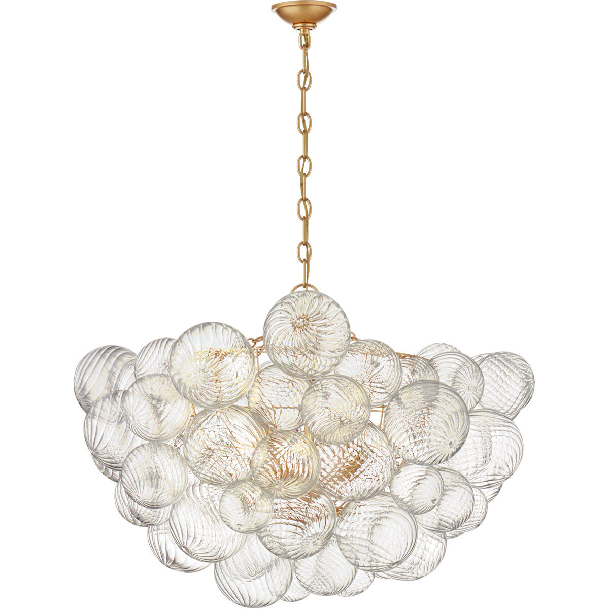 Julie Neill Talia 8 Light 33 inch Gild and Clear Swirled Glass Chandelier Ceiling Light, Large