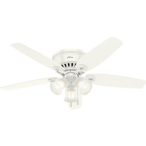 Builder 52 inch Snow White with Snow White/Light Oak Blades Ceiling Fan, Low Profile