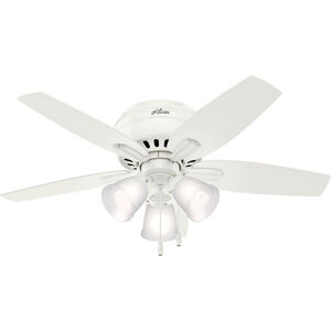 Newsome 42 inch Fresh White with Fresh White/Light Oak Blades Ceiling Fan, Low Profile