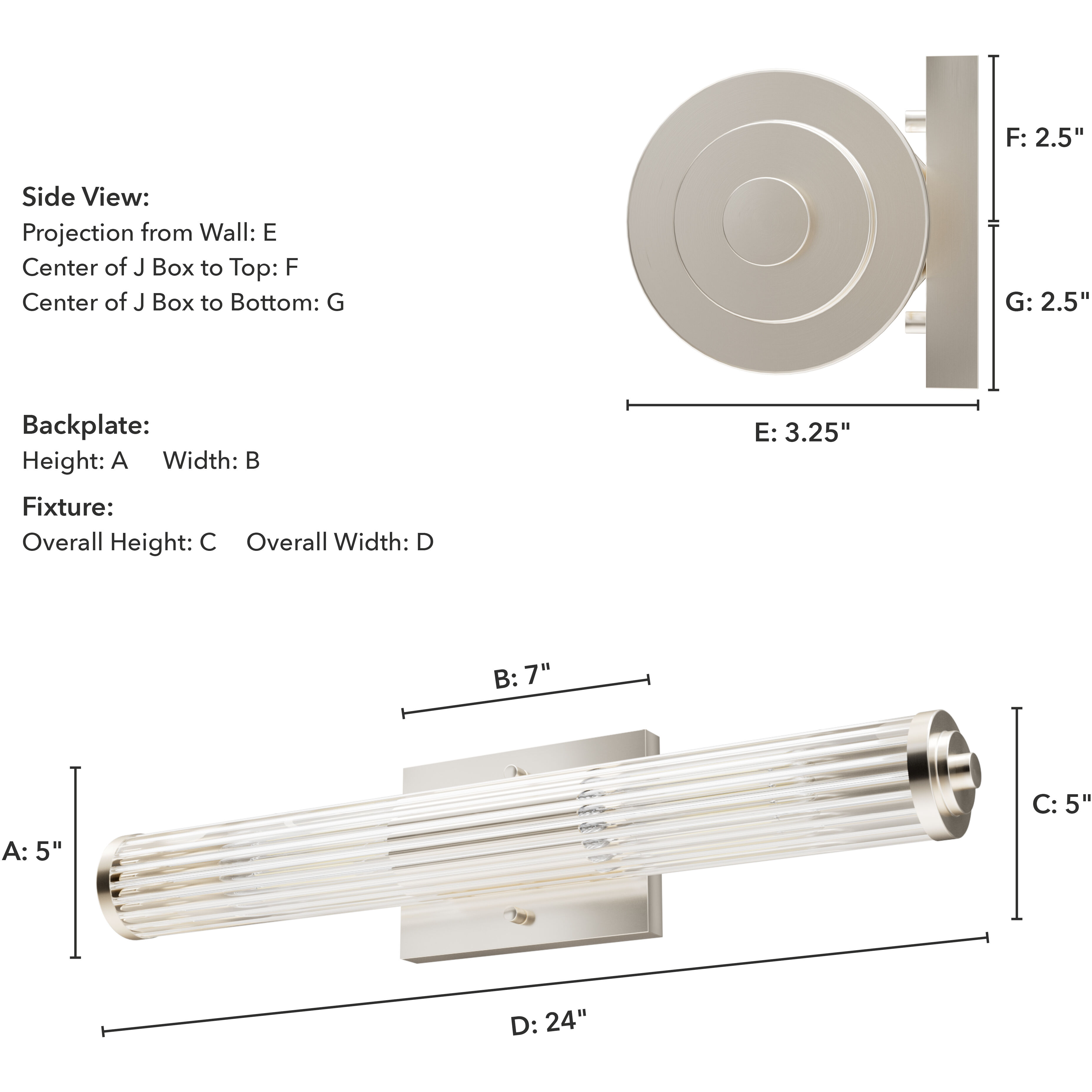 Holly Grove 2 Light 24 inch Brushed Nickel Vanity Light Wall Light, Medium