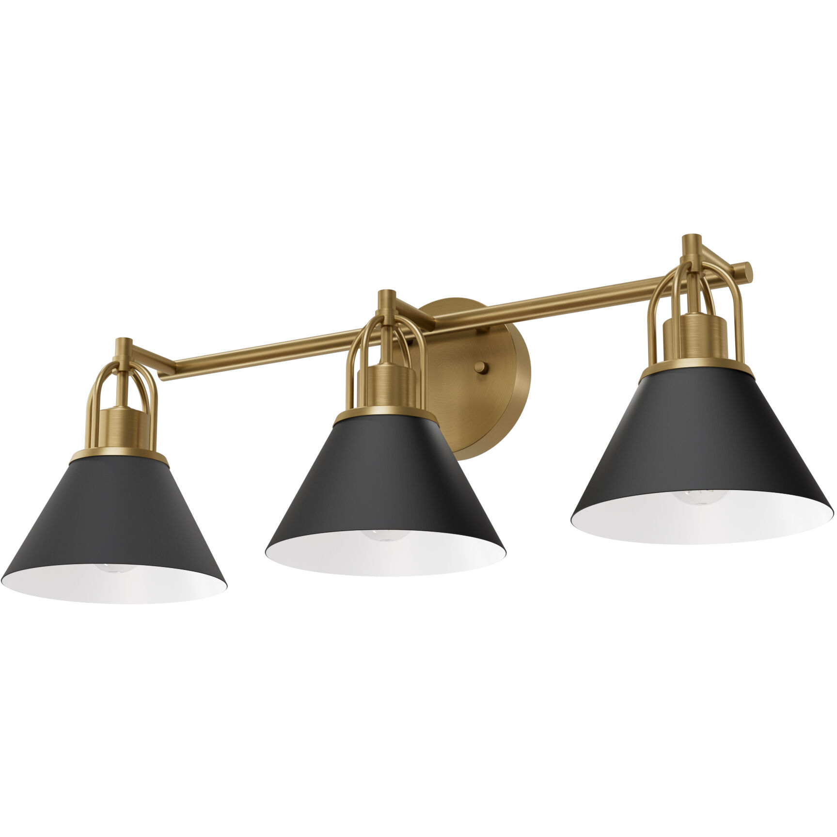 Carrington Isle 3 Light 27 inch Matte Black and Luxe Gold Bath Vanity Wall Light, Medium