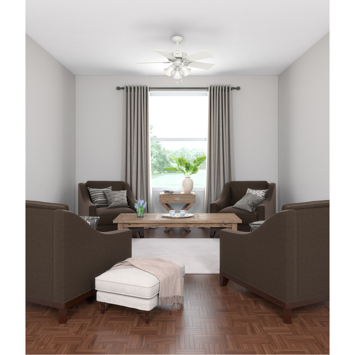 Southern Breeze 42 inch White with White/Bleached Oak Blades Ceiling Fan