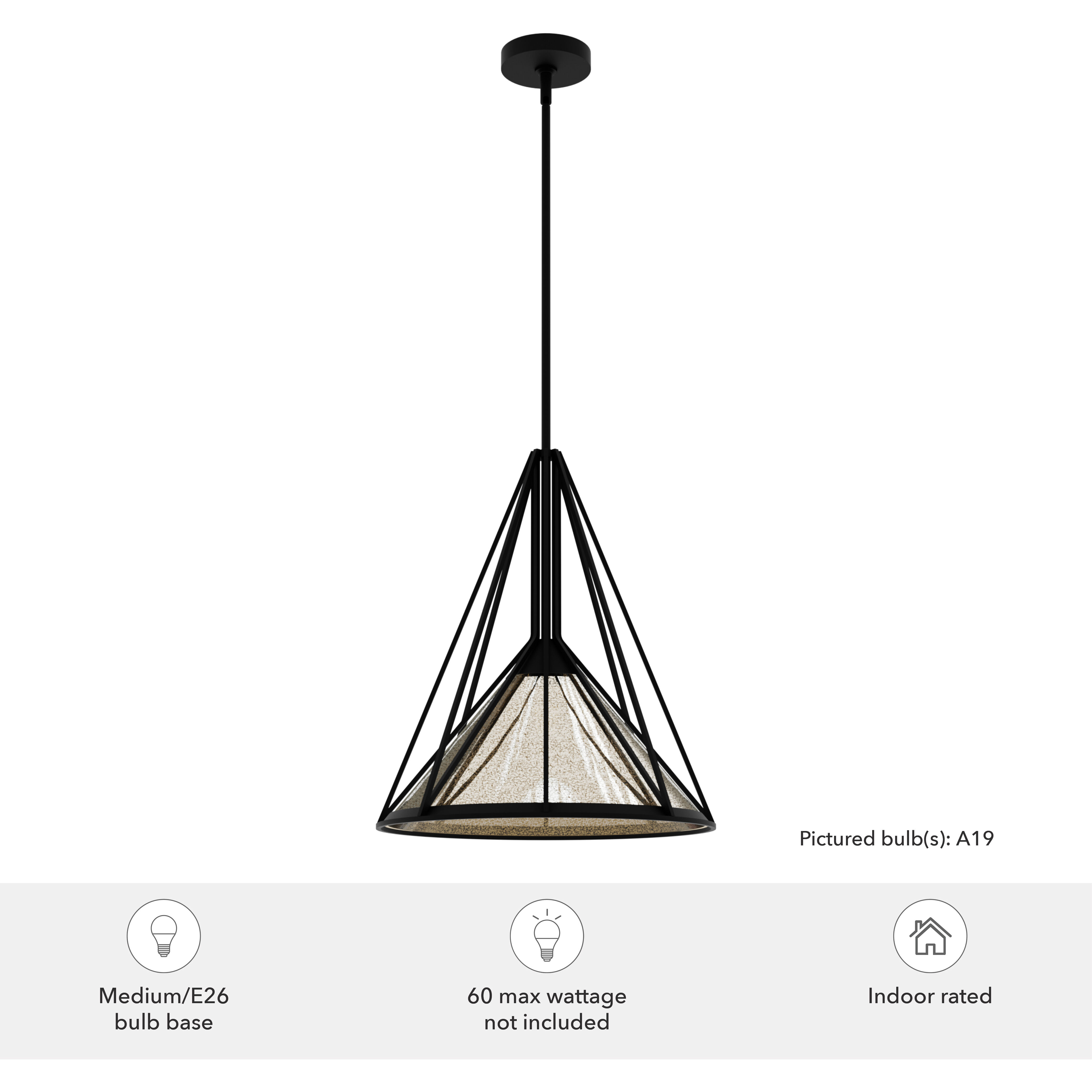 Rafner 1 Light 17 inch Natural Black Iron Pendant Ceiling Light