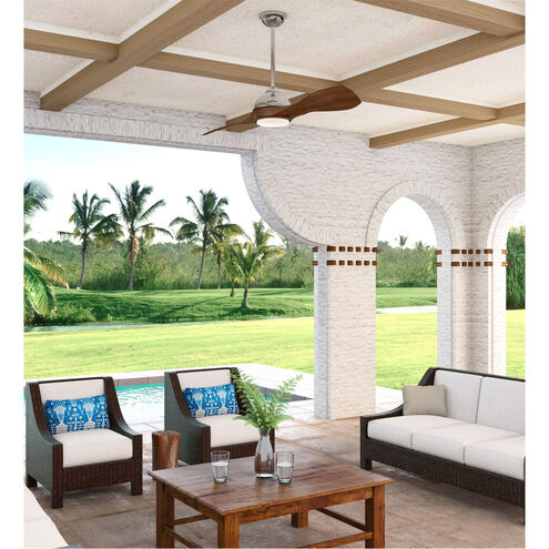 Milstream 56 inch Brushed Nickel with Warm Toasted Walnut Blades Outdoor Ceiling Fan