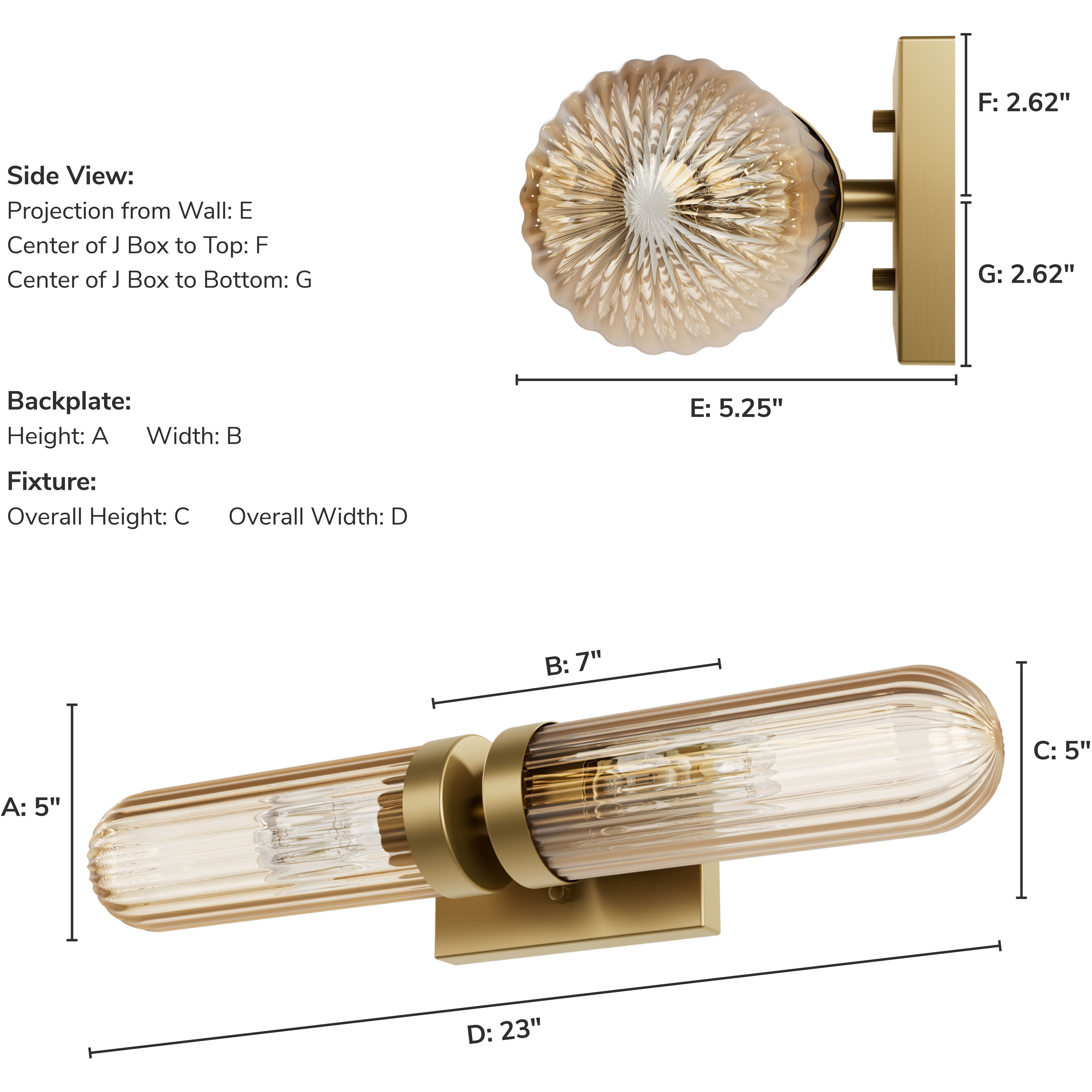 Beverly Glen 2 Light 22.9 inch Luxe Gold Bathroom Vanity Sconce Wall Light, Medium