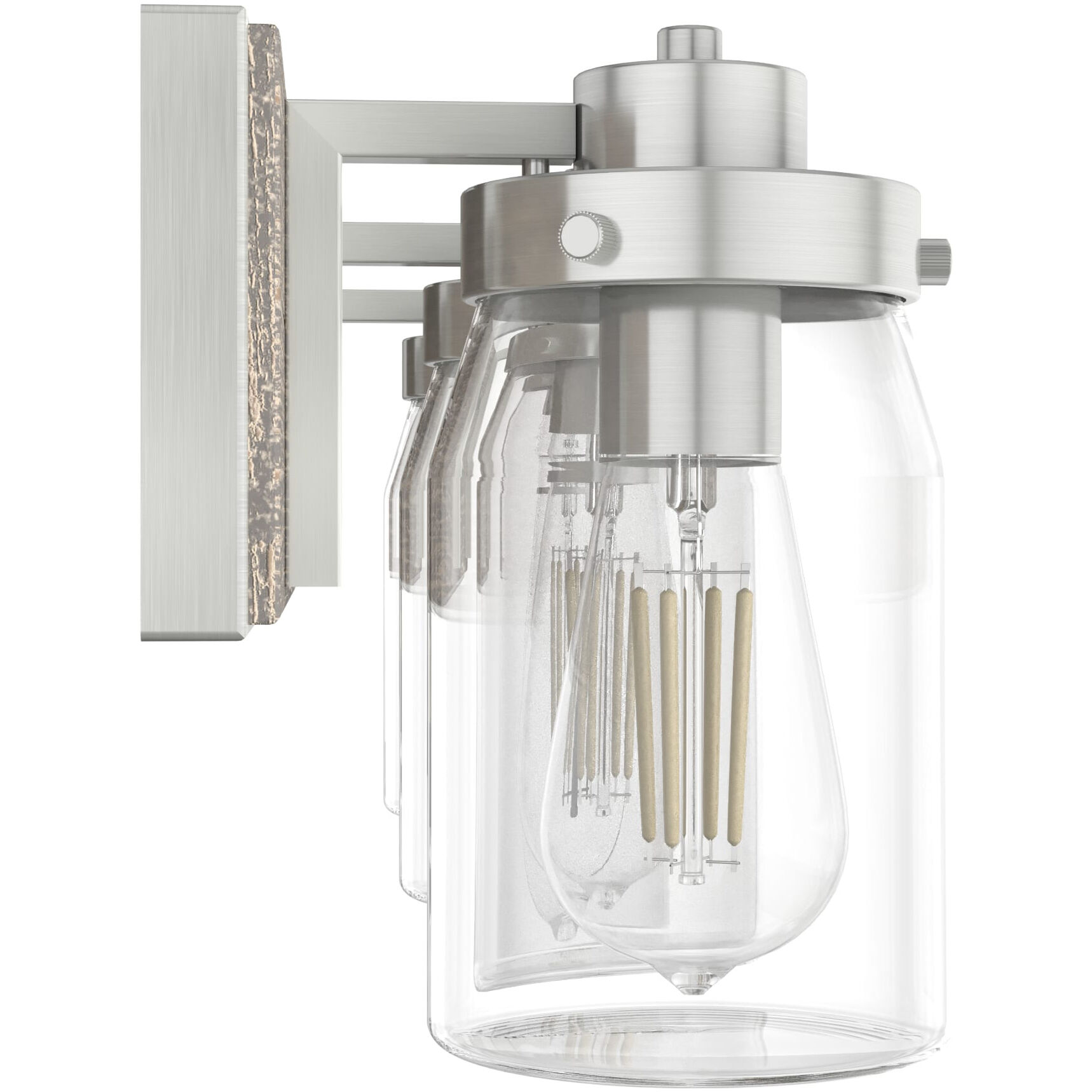 Devon Park 3 Light 24 inch Brushed Nickel and Grey Wood Vanity Light Wall Light