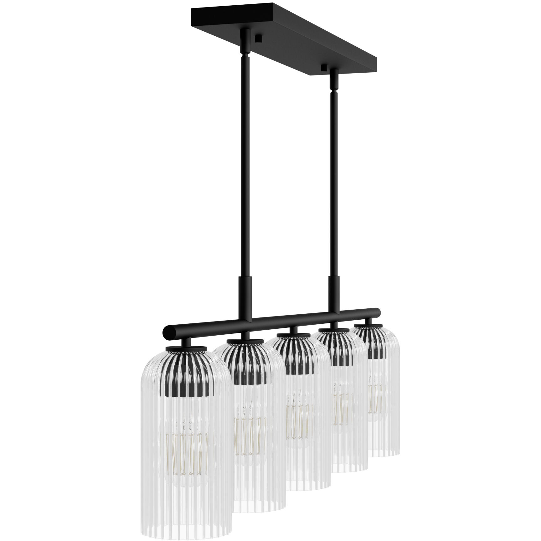 Beverly Glen 5 Light 36.5 inch Matte Black Linear Chandelier Ceiling Light, Medium