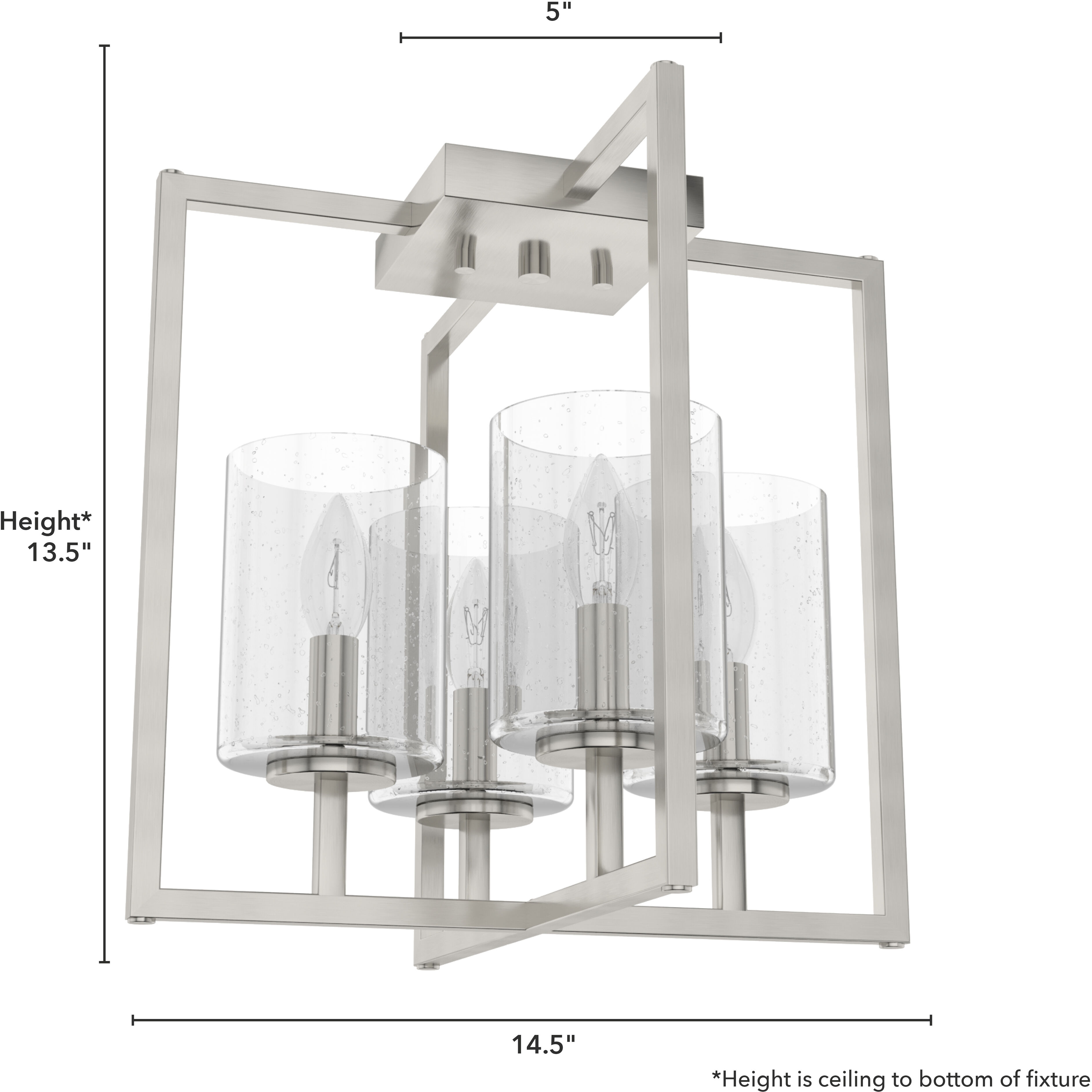 Kerrison 4 Light 14.5 inch Brushed Nickel Semi-Flush Mount Ceiling Light, Small