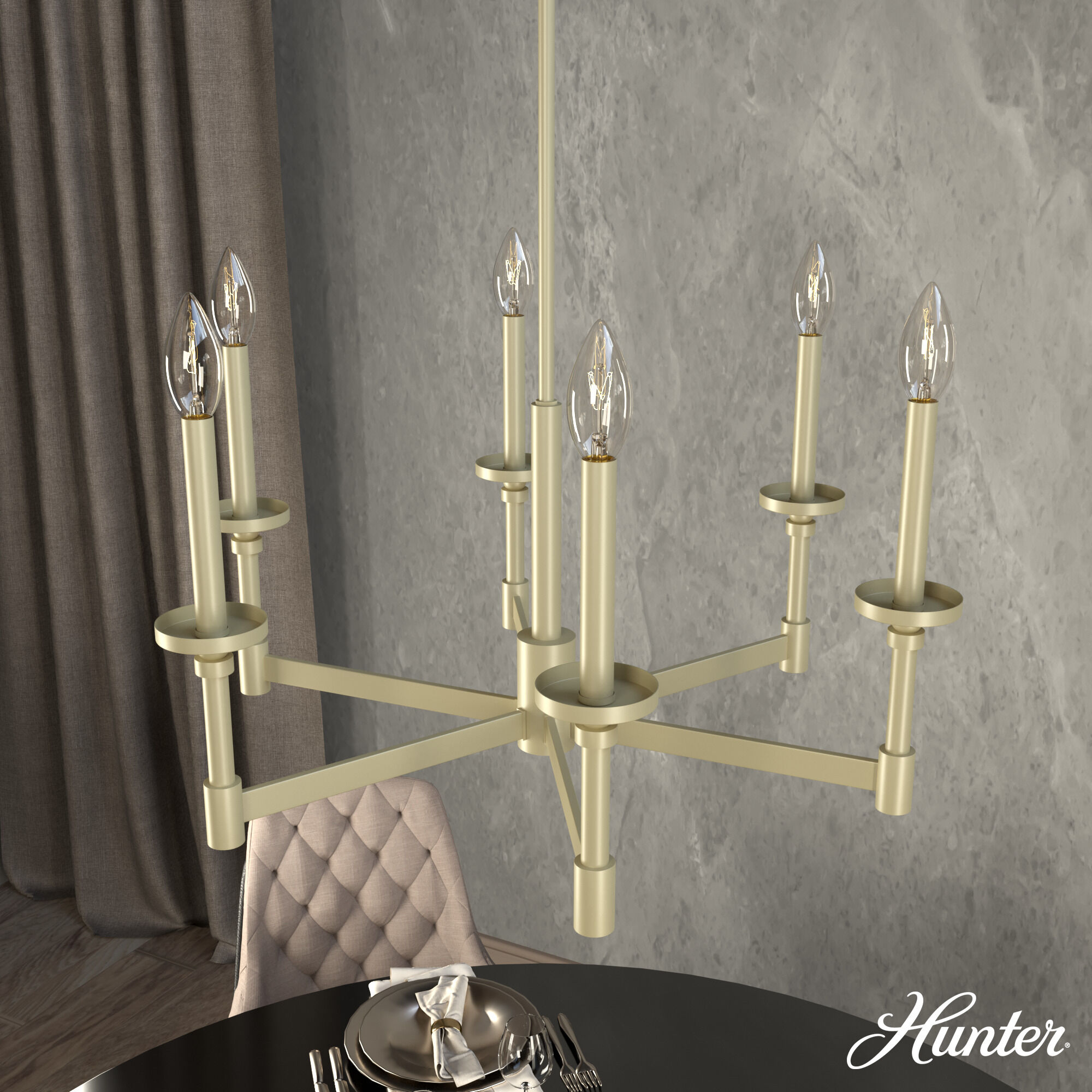 Briargrove 6 Light Painted Modern Brass Single Tier Chandelier Ceiling Light