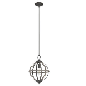 Stone Creek 1 Light 12 inch Noble Bronze and White Washed Oak Pendant Ceiling Light