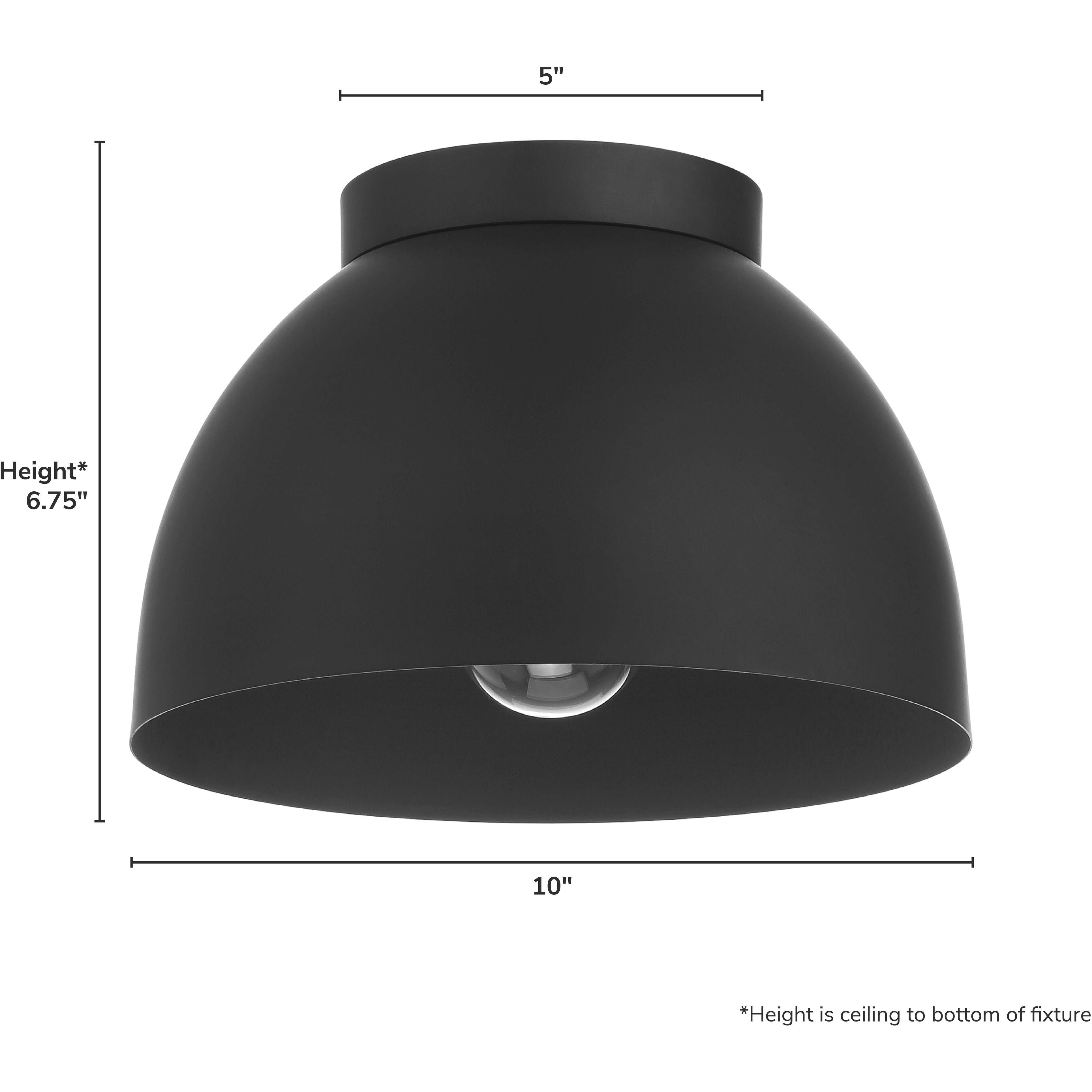 Erling 1 Light 10 inch Matte Black Flush Mount Ceiling Light, Medium