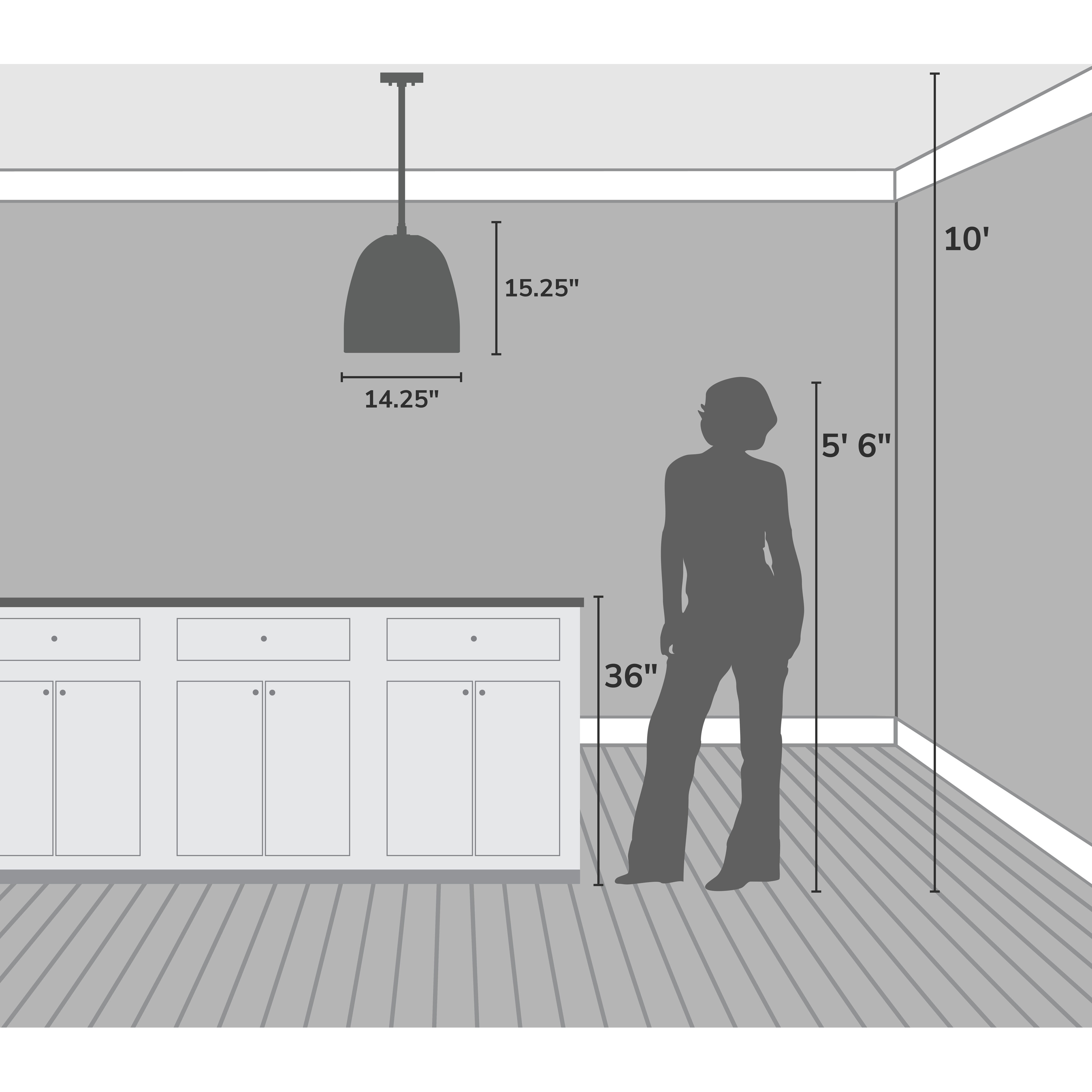 Baskel 1 Light 14.25 inch Matte Black Pendant Ceiling Light, Large